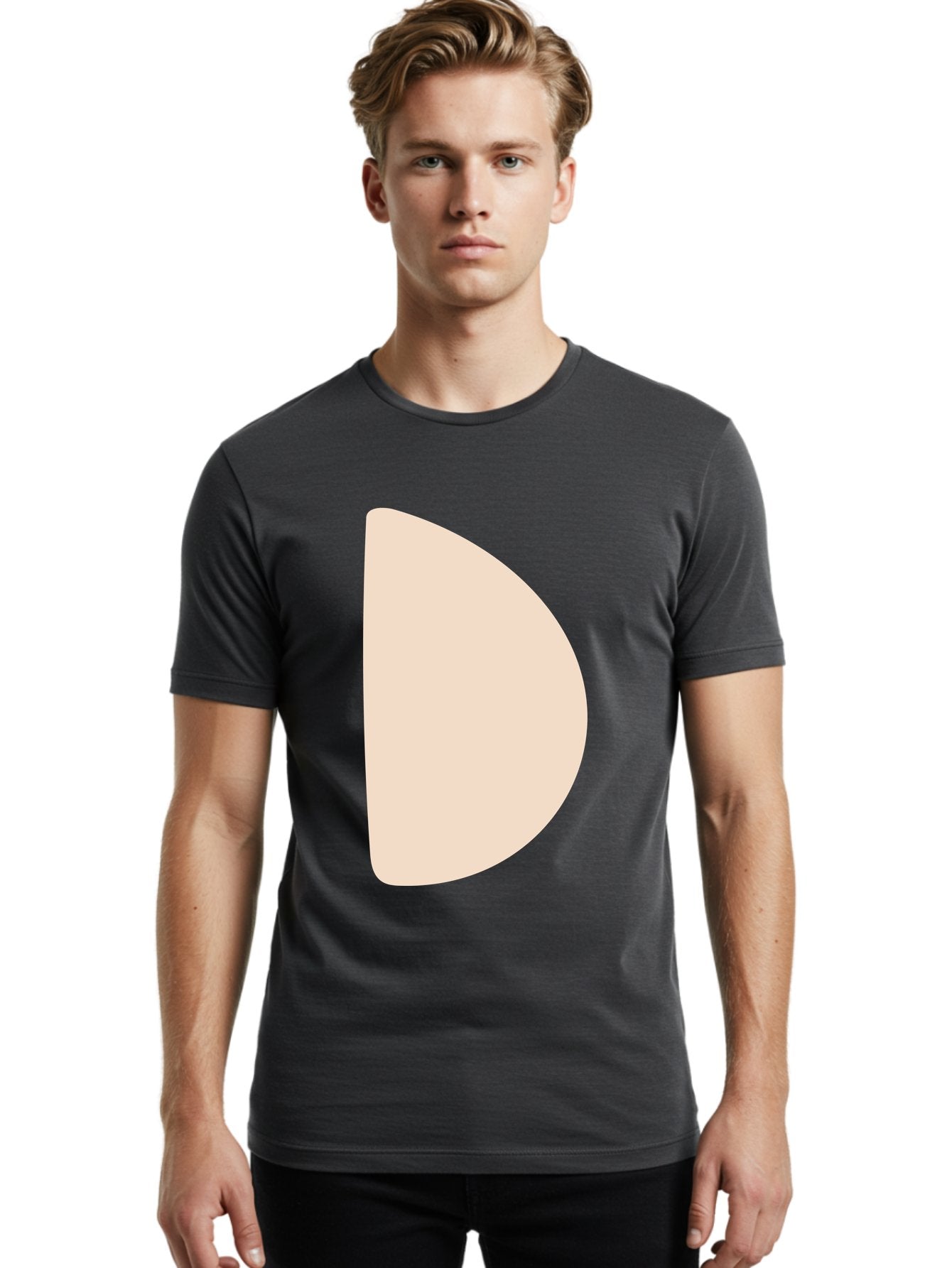 D Men'S Graphic Tee, 100% Cotton, Comfortable Casual Summer Wear, Machine Washable, Pacman Character, Simple Design, Minimalist Art, Beige Color, Retro Gaming, Iconic Symbol, Classic Video Game Aae009 23