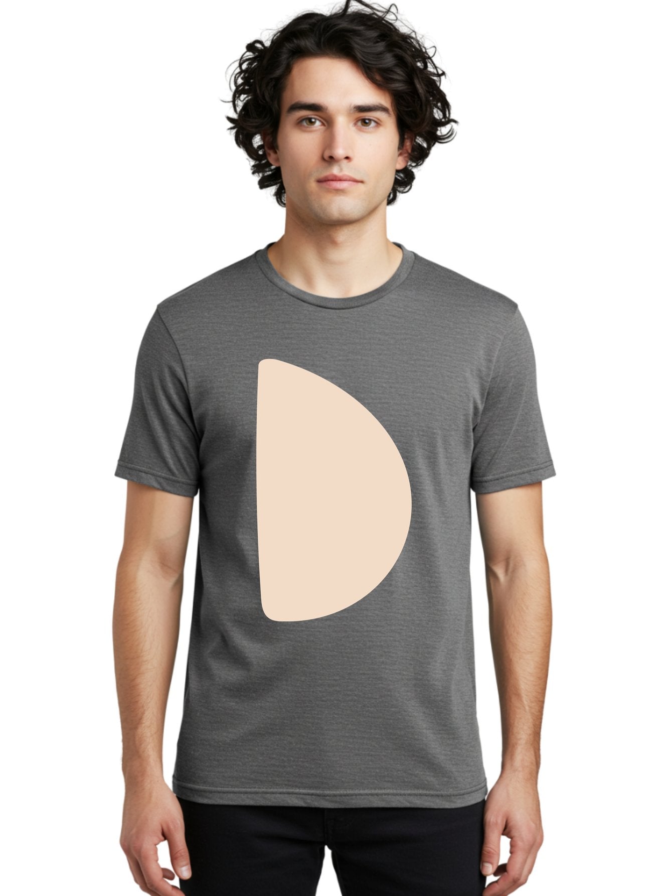 D Men'S Graphic Tee, 100% Cotton, Comfortable Casual Summer Wear, Machine Washable, Pacman Character, Simple Design, Minimalist Art, Beige Color, Retro Gaming, Iconic Symbol, Classic Video Game Aae009 24