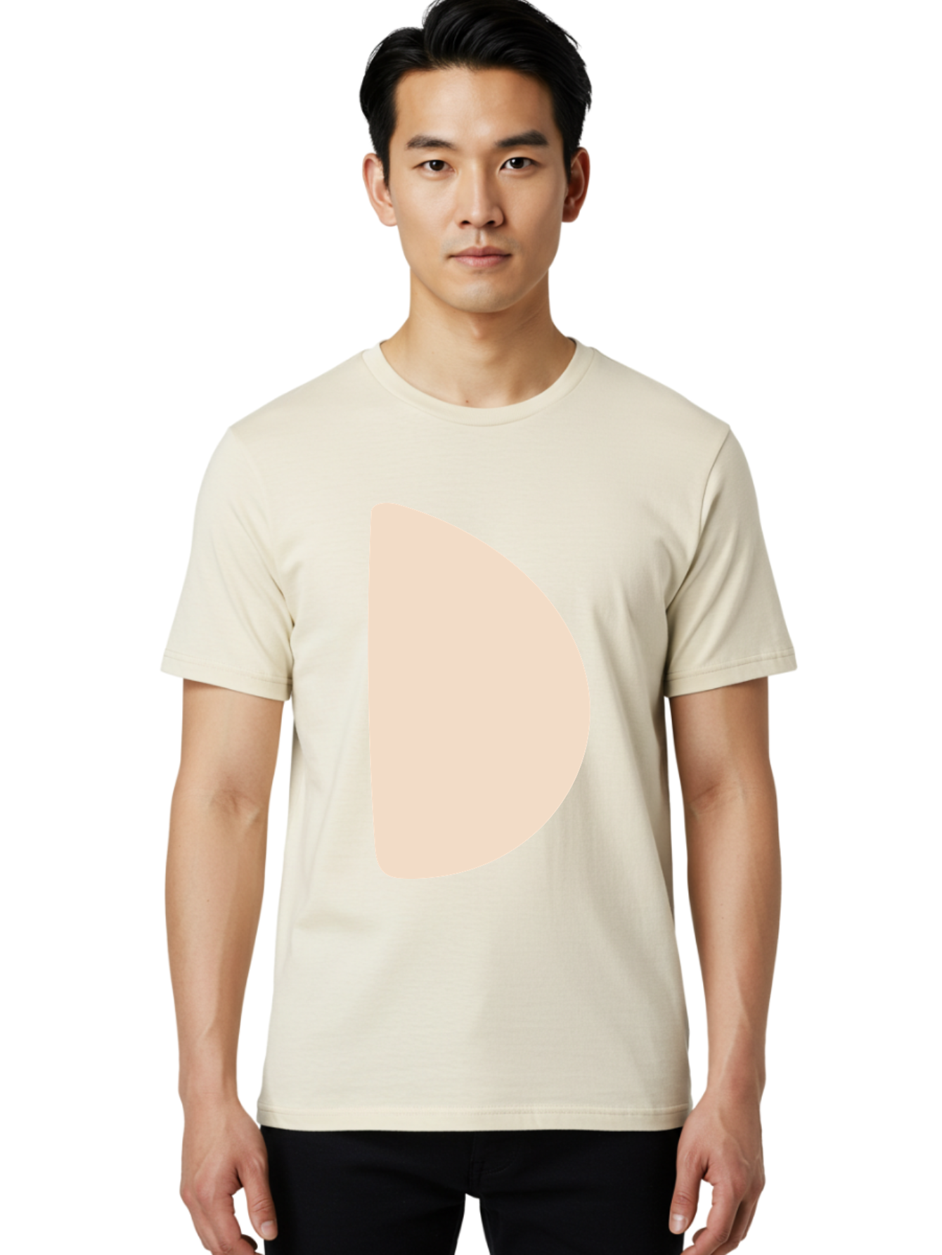 D Men'S Graphic Tee, 100% Cotton, Comfortable Casual Summer Wear, Machine Washable, Pacman Character, Simple Design, Minimalist Art, Beige Color, Retro Gaming, Iconic Symbol, Classic Video Game Aae009