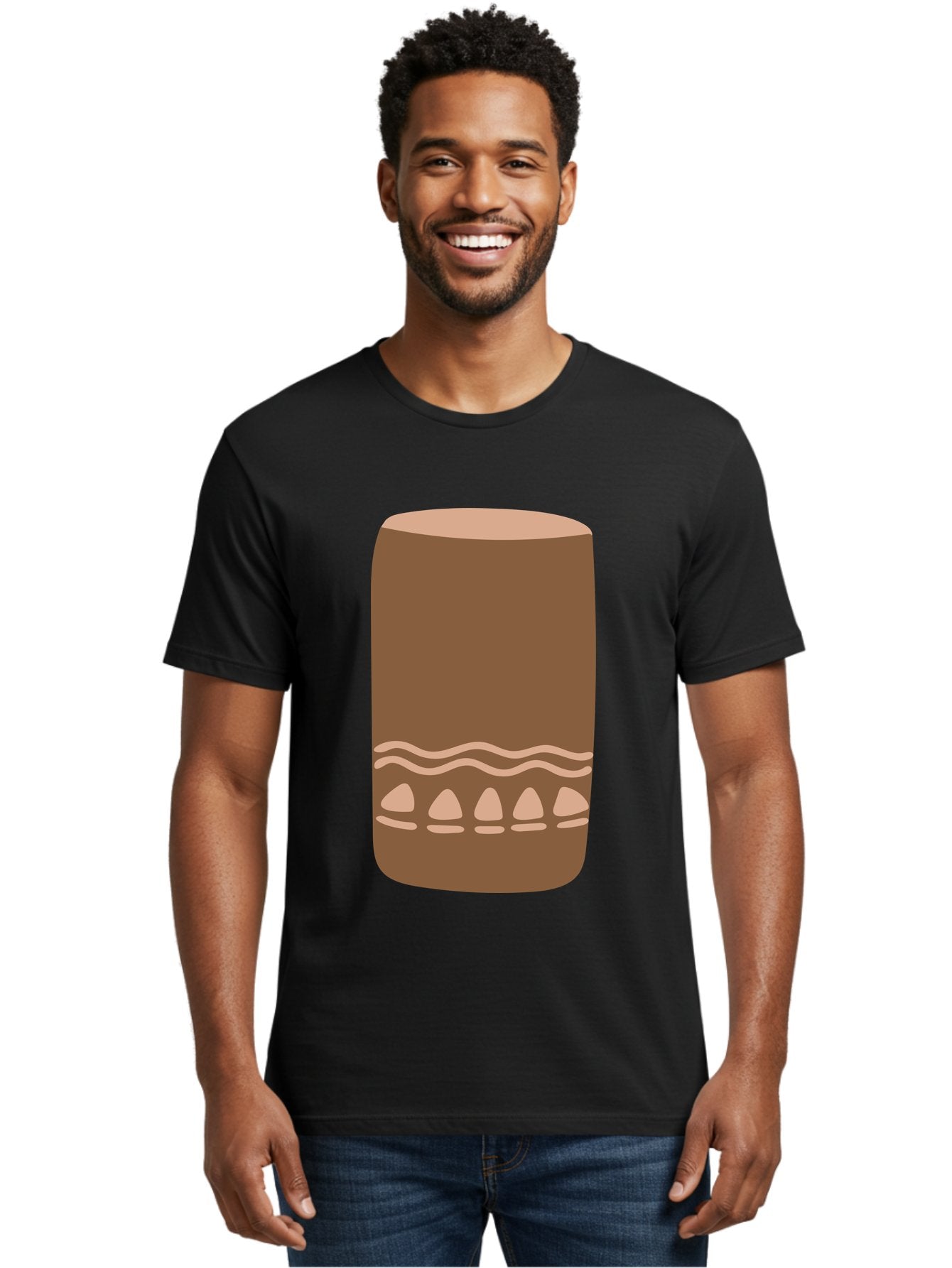Drum Men'S Graphic Tee, 100% Cotton, Comfortable Casual Summer Wear, Machine Washable, Cigar Illustration, Brown Cigar, Beige Accents, Wavy Lines, Teardrop Shapes, Smoking Accessory, Luxury Item, Digital Art Aae012 20