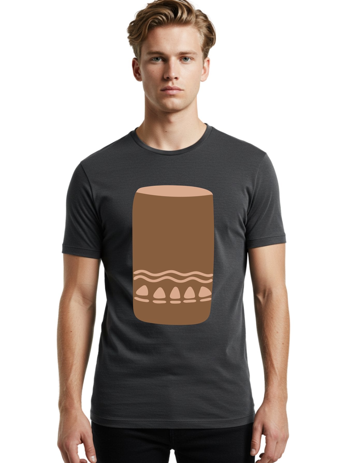 Drum Men'S Graphic Tee, 100% Cotton, Comfortable Casual Summer Wear, Machine Washable, Cigar Illustration, Brown Cigar, Beige Accents, Wavy Lines, Teardrop Shapes, Smoking Accessory, Luxury Item, Digital Art Aae012 18