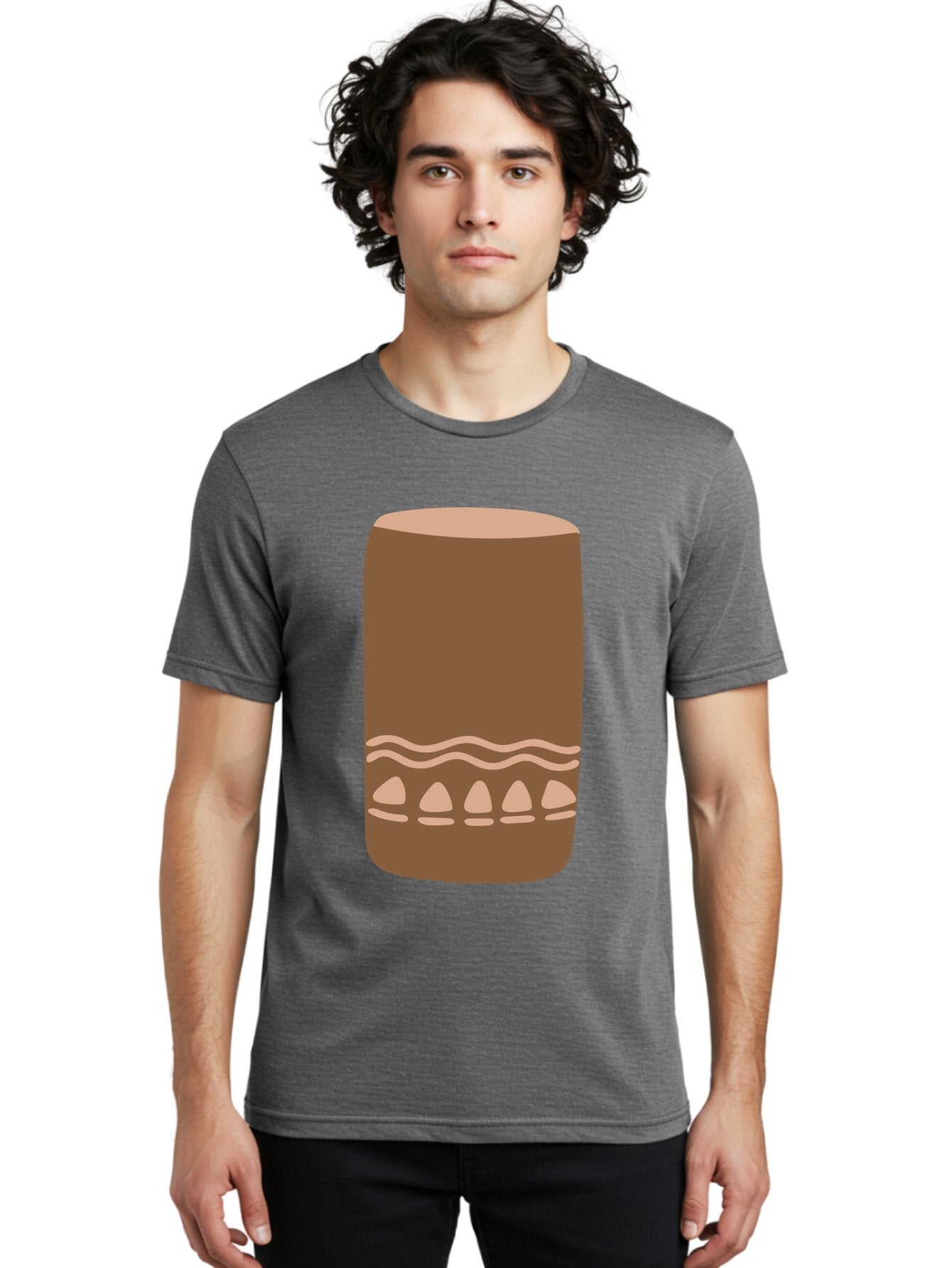 Drum Men'S Graphic Tee, 100% Cotton, Comfortable Casual Summer Wear, Machine Washable, Cigar Illustration, Brown Cigar, Beige Accents, Wavy Lines, Teardrop Shapes, Smoking Accessory, Luxury Item, Digital Art Aae012 23