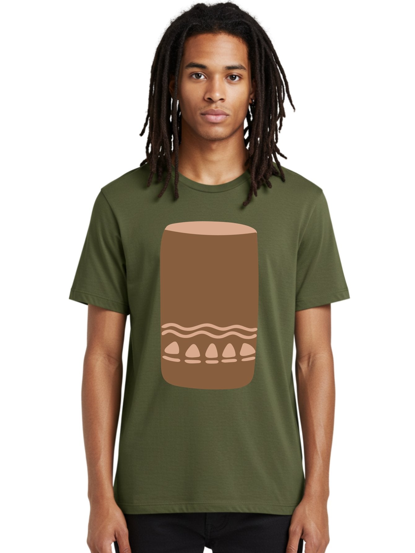 Drum Men'S Graphic Tee, 100% Cotton, Comfortable Casual Summer Wear, Machine Washable, Cigar Illustration, Brown Cigar, Beige Accents, Wavy Lines, Teardrop Shapes, Smoking Accessory, Luxury Item, Digital Art Aae012 19