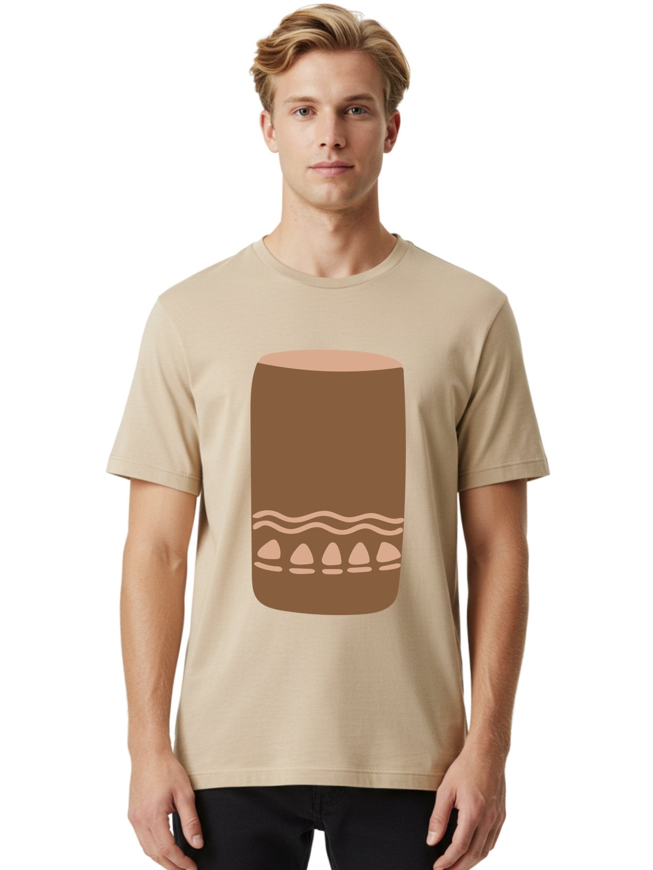Drum Men'S Graphic Tee, 100% Cotton, Comfortable Casual Summer Wear, Machine Washable, Cigar Illustration, Brown Cigar, Beige Accents, Wavy Lines, Teardrop Shapes, Smoking Accessory, Luxury Item, Digital Art Aae012 16