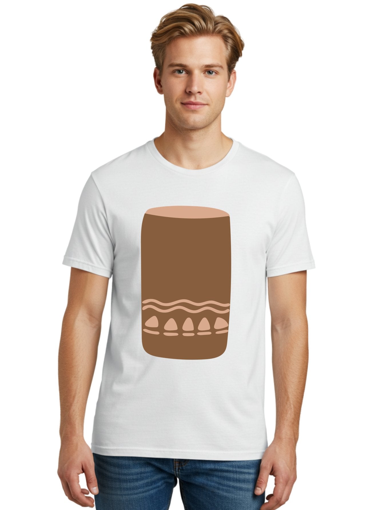 Drum Men'S Graphic Tee, 100% Cotton, Comfortable Casual Summer Wear, Machine Washable, Cigar Illustration, Brown Cigar, Beige Accents, Wavy Lines, Teardrop Shapes, Smoking Accessory, Luxury Item, Digital Art Aae012 27