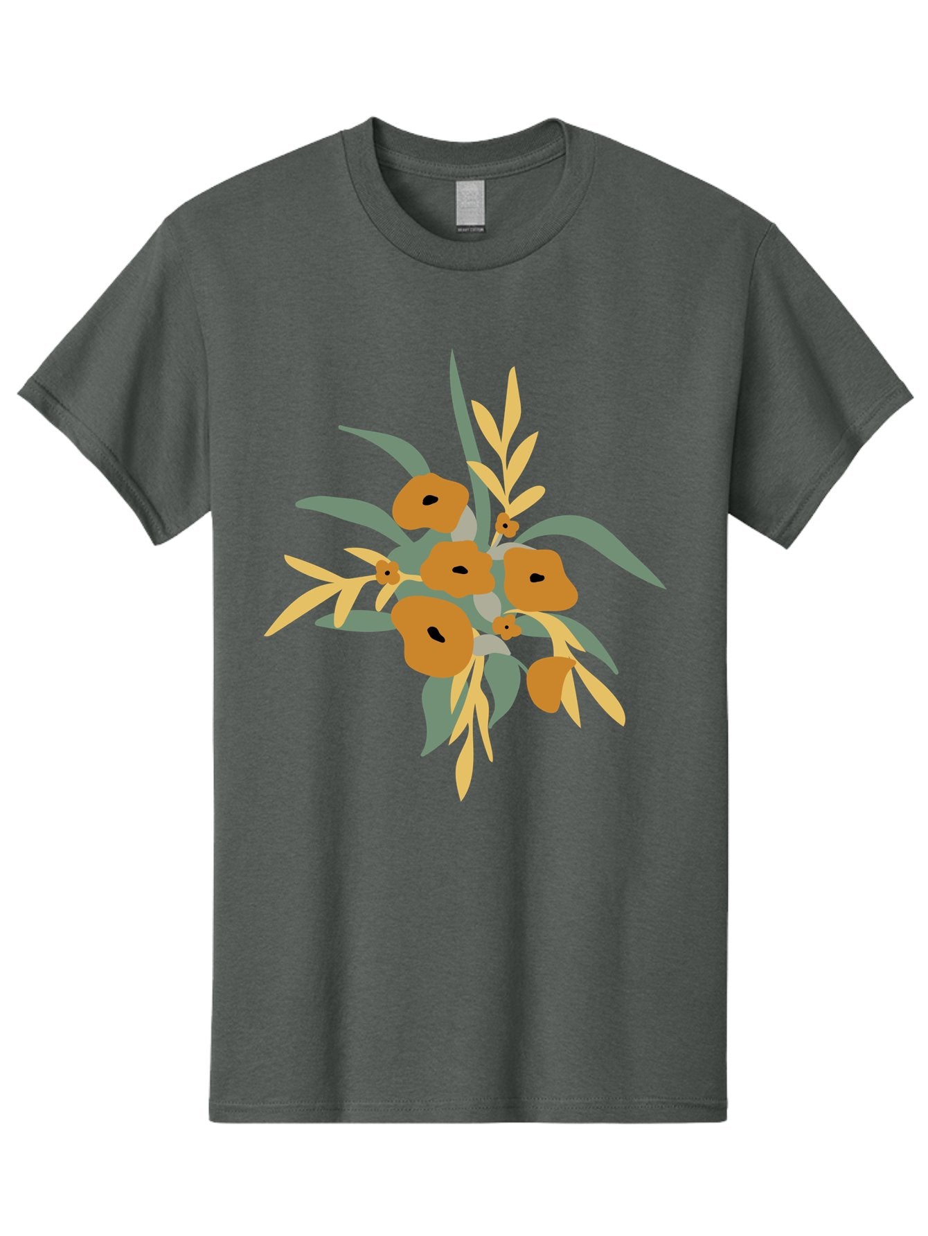 Eucalyptus-Illustration Men'S Graphic Tee, 100% Cotton, Comfortable Casual Summer Wear, Machine Washable, Eucalyptus Branch, Eucalyptus Leaves, Minimalist Design, Modern Art, Botanical Illustration, Simple Shapes, Yellow And Grey Leaves, Aae013 3