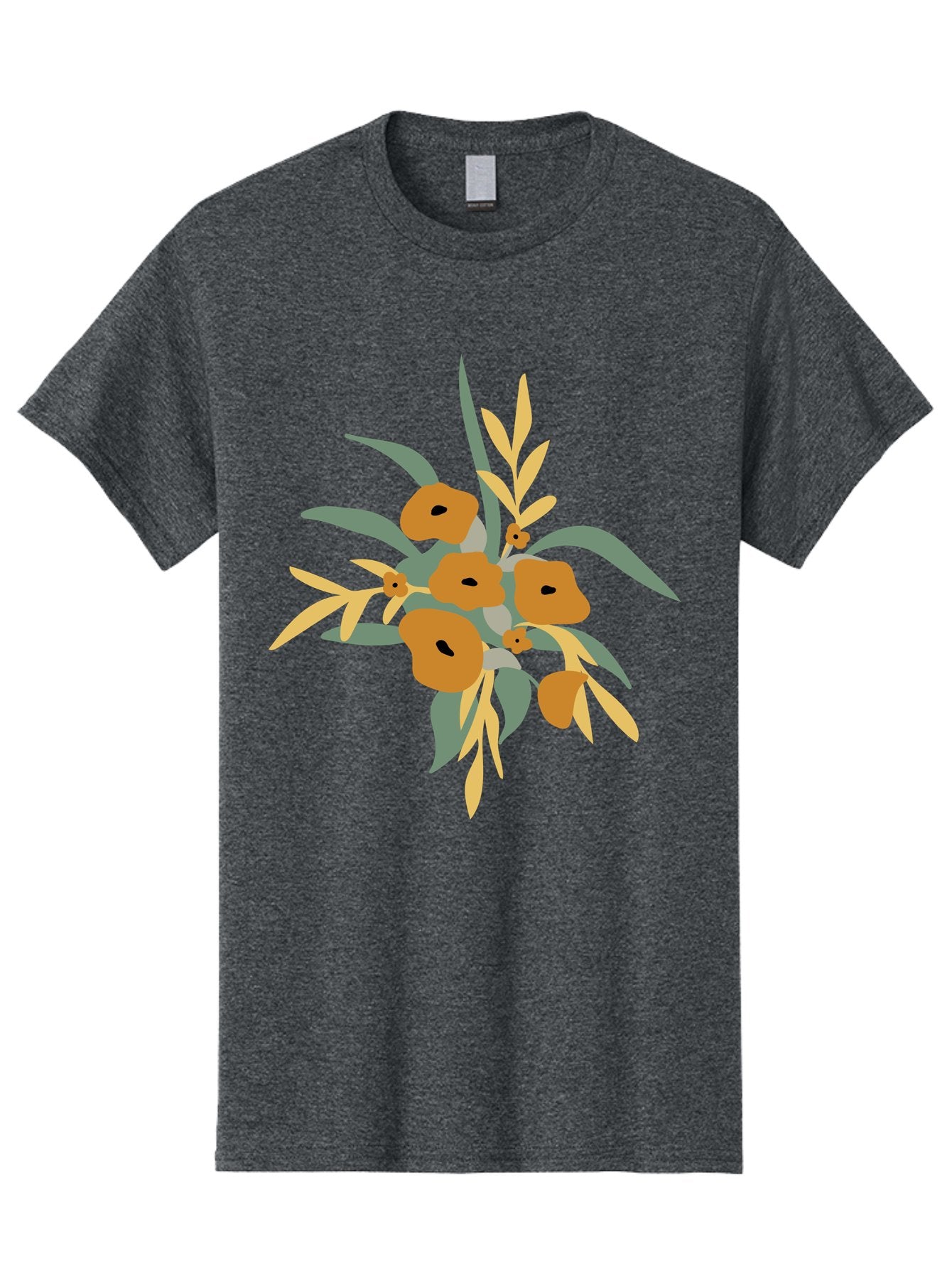 Eucalyptus-Illustration Men'S Graphic Tee, 100% Cotton, Comfortable Casual Summer Wear, Machine Washable, Eucalyptus Branch, Eucalyptus Leaves, Minimalist Design, Modern Art, Botanical Illustration, Simple Shapes, Yellow And Grey Leaves, Aae013