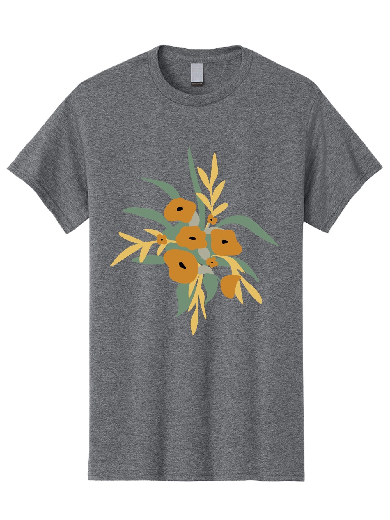 Eucalyptus-Illustration Men'S Graphic Tee, 100% Cotton, Comfortable Casual Summer Wear, Machine Washable, Eucalyptus Branch, Eucalyptus Leaves, Minimalist Design, Modern Art, Botanical Illustration, Simple Shapes, Yellow And Grey Leaves, Aae013 6