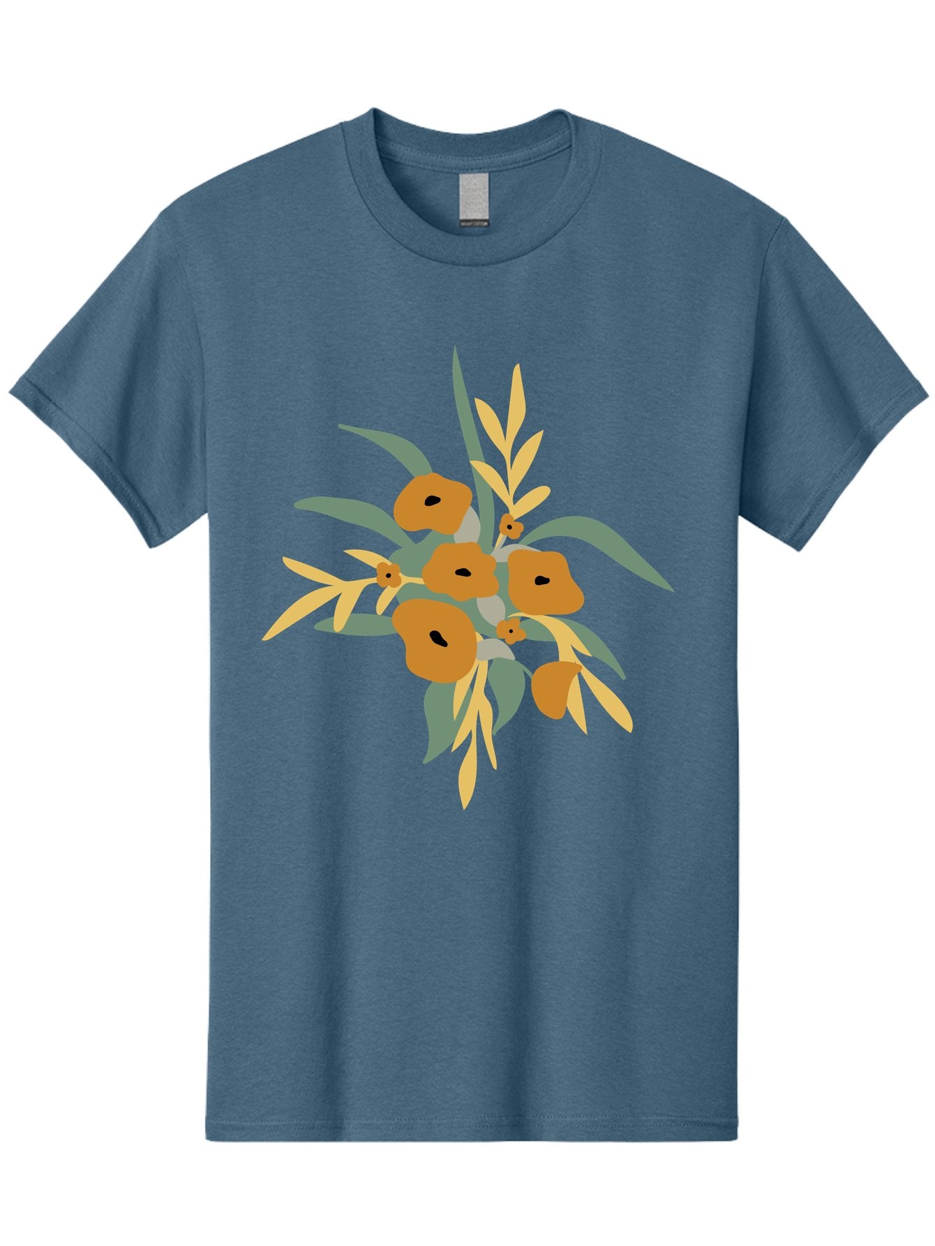 Eucalyptus-Illustration Men'S Graphic Tee, 100% Cotton, Comfortable Casual Summer Wear, Machine Washable, Eucalyptus Branch, Eucalyptus Leaves, Minimalist Design, Modern Art, Botanical Illustration, Simple Shapes, Yellow And Grey Leaves, Aae013 7