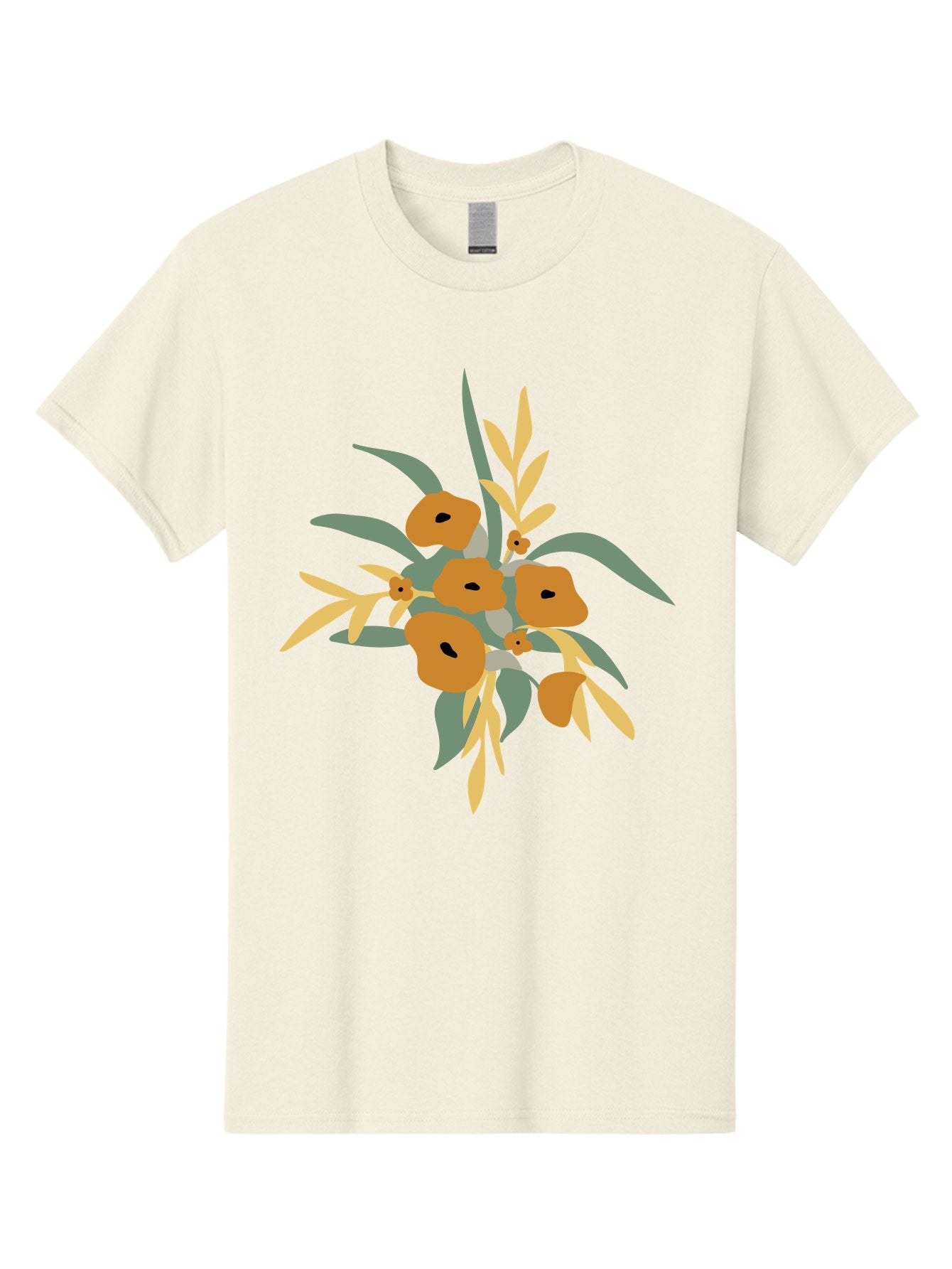 Eucalyptus-Illustration Men'S Graphic Tee, 100% Cotton, Comfortable Casual Summer Wear, Machine Washable, Eucalyptus Branch, Eucalyptus Leaves, Minimalist Design, Modern Art, Botanical Illustration, Simple Shapes, Yellow And Grey Leaves, Aae013 5