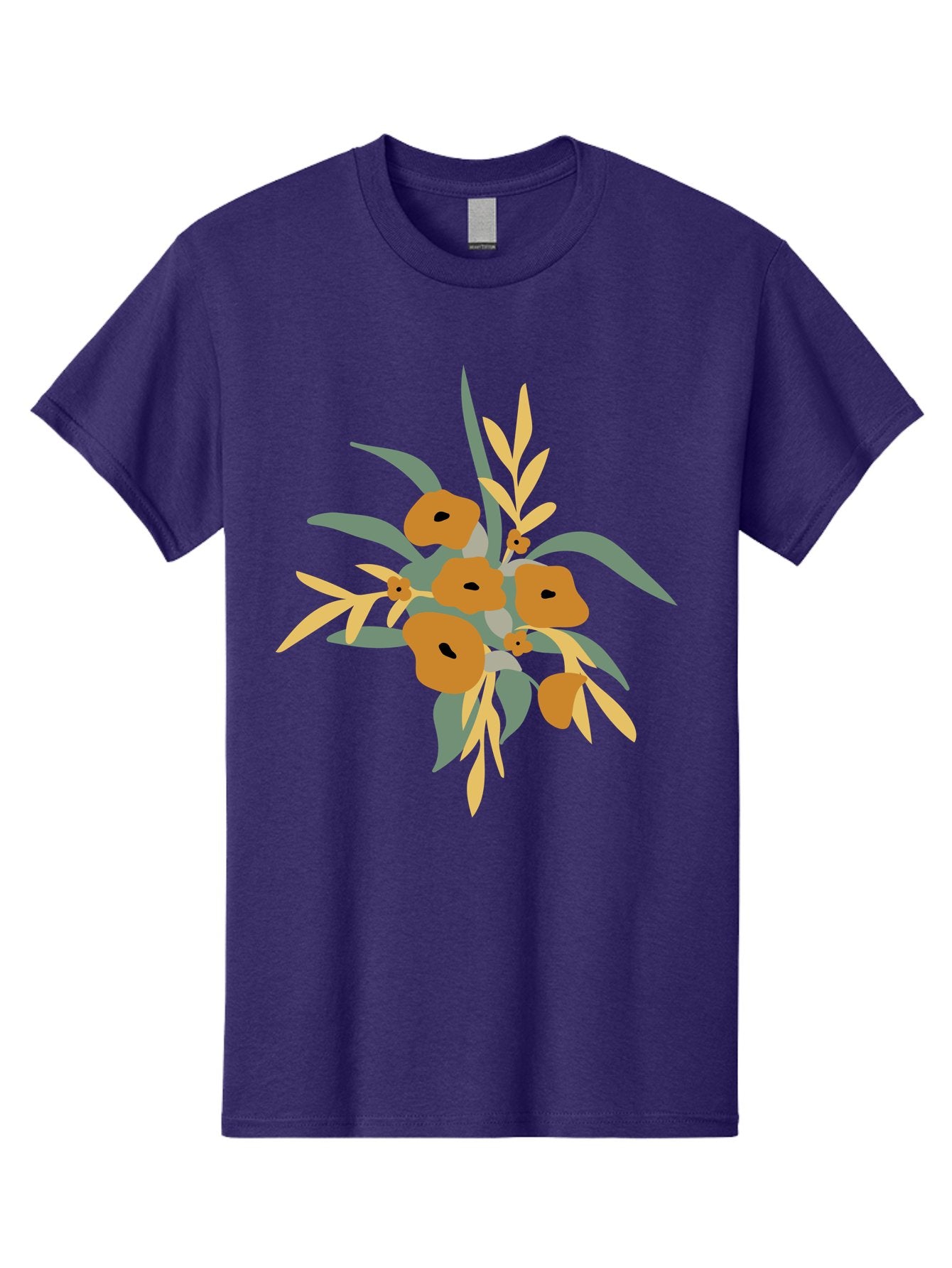 Eucalyptus-Illustration Men'S Graphic Tee, 100% Cotton, Comfortable Casual Summer Wear, Machine Washable, Eucalyptus Branch, Eucalyptus Leaves, Minimalist Design, Modern Art, Botanical Illustration, Simple Shapes, Yellow And Grey Leaves, Aae013 14