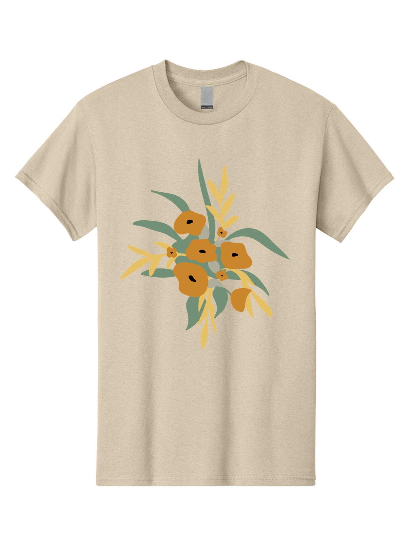 Eucalyptus-Illustration Men'S Graphic Tee, 100% Cotton, Comfortable Casual Summer Wear, Machine Washable, Eucalyptus Branch, Eucalyptus Leaves, Minimalist Design, Modern Art, Botanical Illustration, Simple Shapes, Yellow And Grey Leaves, Aae013 11