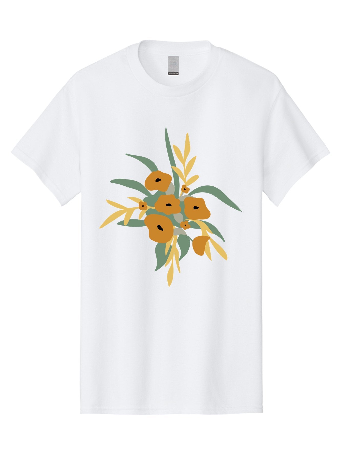 Eucalyptus-Illustration Men'S Graphic Tee, 100% Cotton, Comfortable Casual Summer Wear, Machine Washable, Eucalyptus Branch, Eucalyptus Leaves, Minimalist Design, Modern Art, Botanical Illustration, Simple Shapes, Yellow And Grey Leaves, Aae013 8
