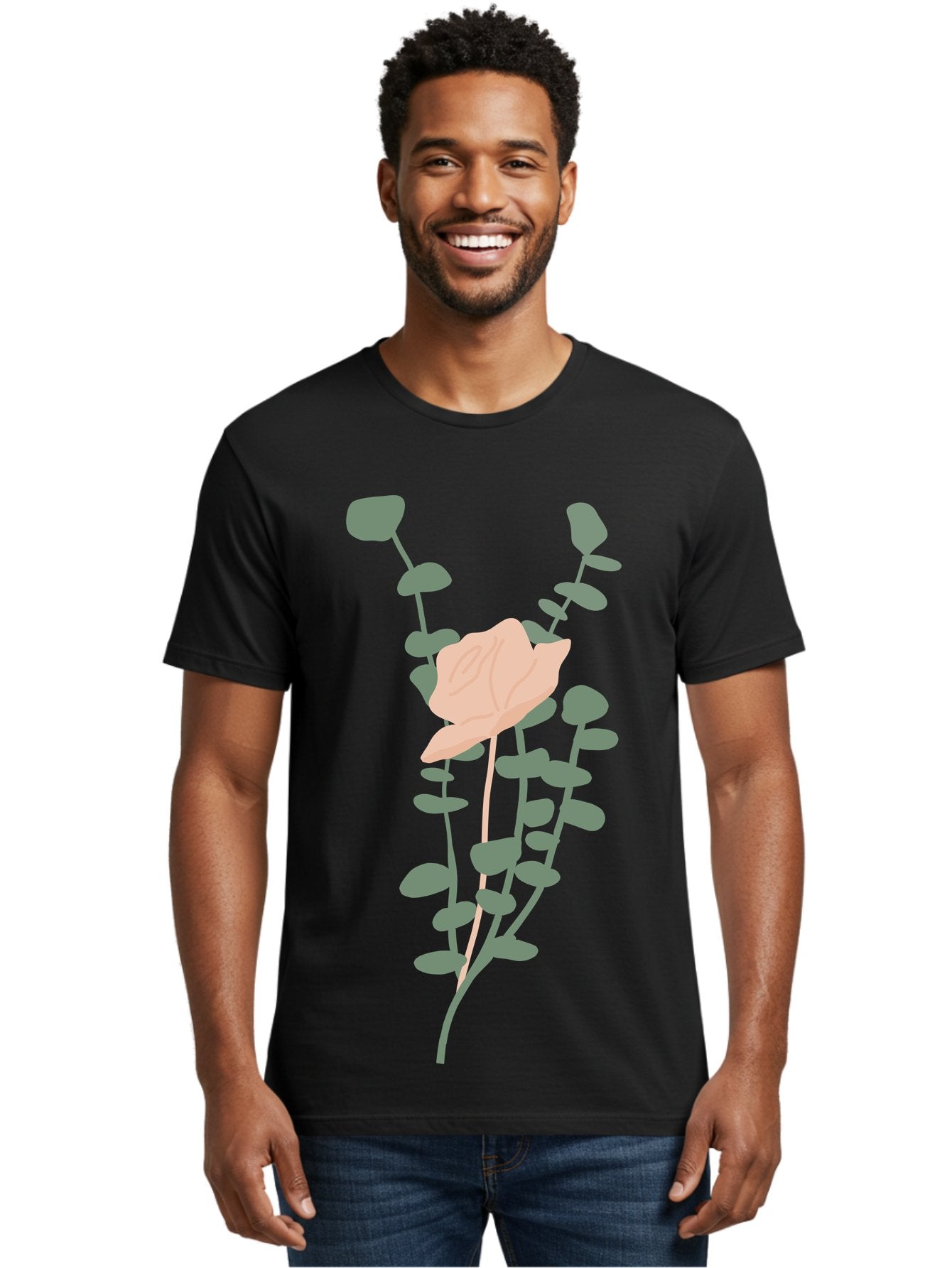 Falling-Leaves Men'S Graphic Tee, 100% Cotton, Comfortable Casual Summer Wear, Machine Washable, Pale Leaf, Gray Leaves, Minimalist Design, Simple Shapes, Soft Colors, Abstract Art, Modern Illustration, Digital Graphics Aae014 27