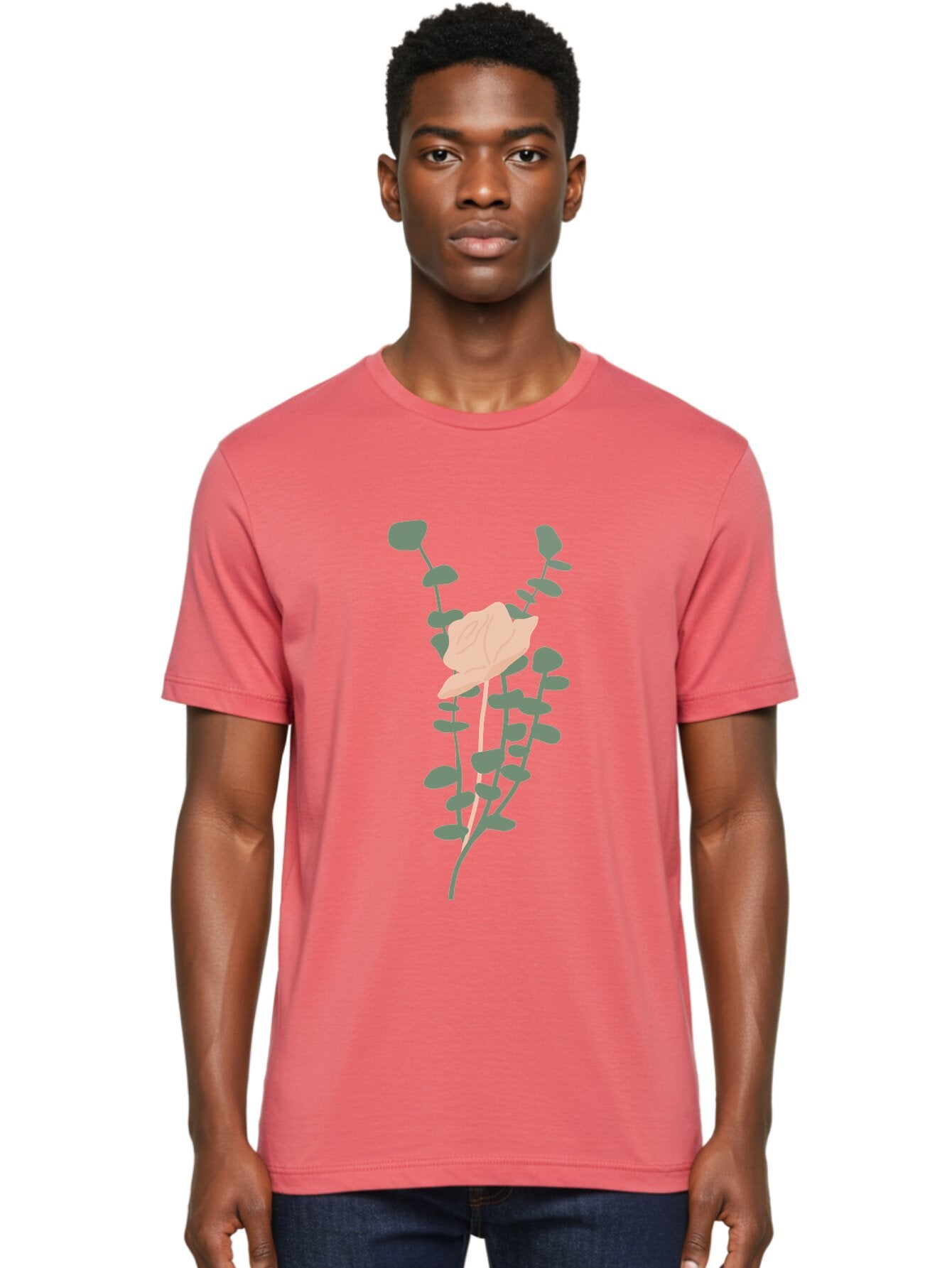 Falling-Leaves Men'S Graphic Tee, 100% Cotton, Comfortable Casual Summer Wear, Machine Washable, Pale Leaf, Gray Leaves, Minimalist Design, Simple Shapes, Soft Colors, Abstract Art, Modern Illustration, Digital Graphics Aae014 28
