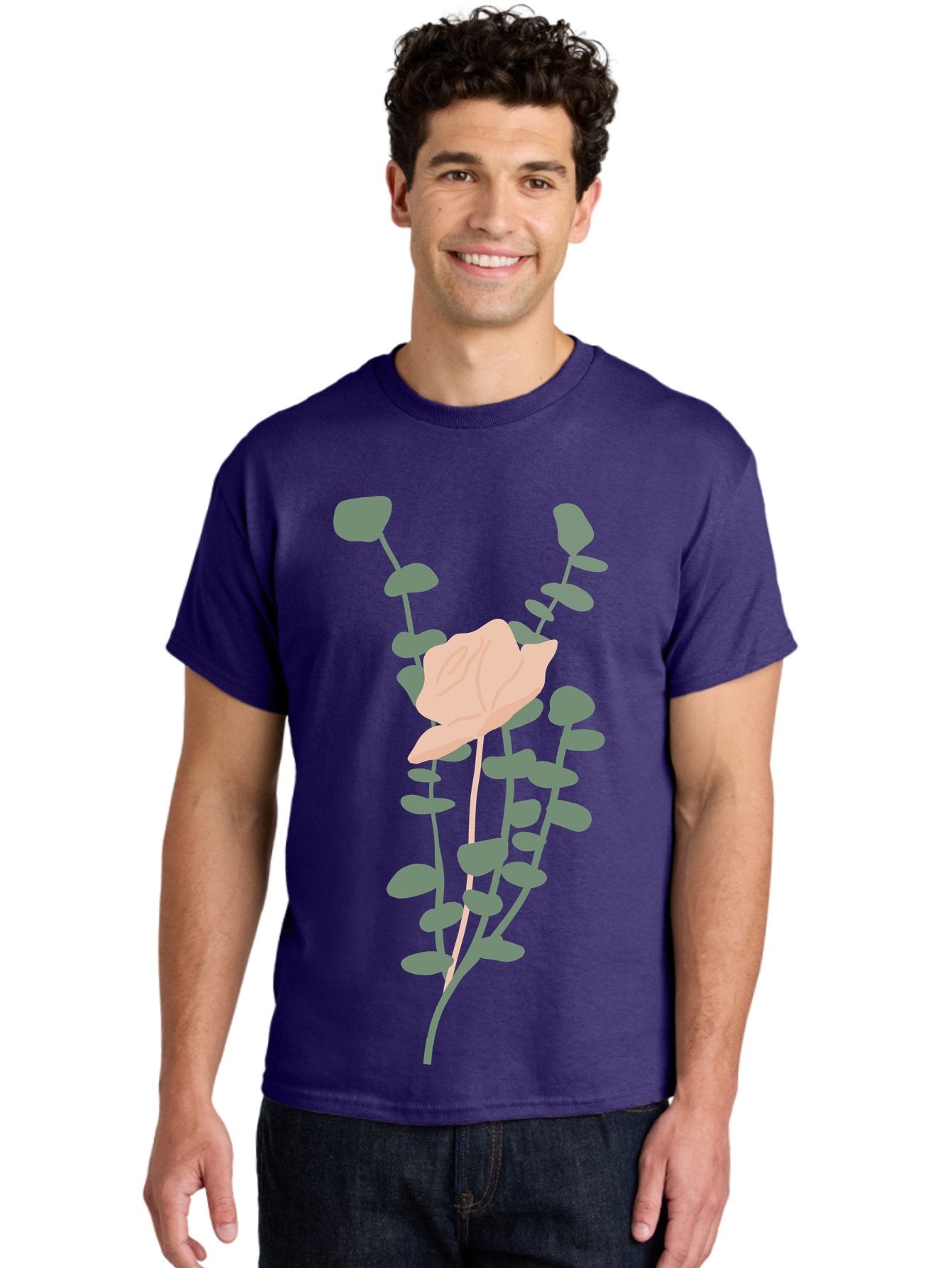 Falling-Leaves Men'S Graphic Tee, 100% Cotton, Comfortable Casual Summer Wear, Machine Washable, Pale Leaf, Gray Leaves, Minimalist Design, Simple Shapes, Soft Colors, Abstract Art, Modern Illustration, Digital Graphics Aae014 22