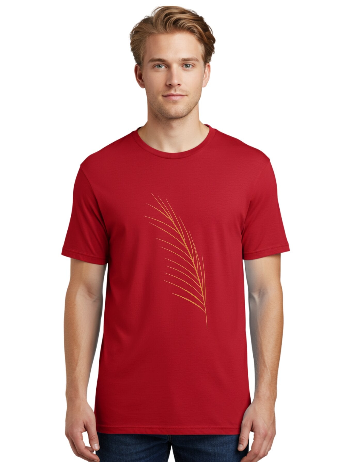 Feather-2 Men'S Graphic Tee, 100% Cotton, Comfortable Casual Summer Wear, Machine Washable, Red Feather, Minimalist Design, Simple Shapes, Modern Art, Abstract Illustration, Delicate Lines, Feather Icon, Symbolic Imagery Aae016 22
