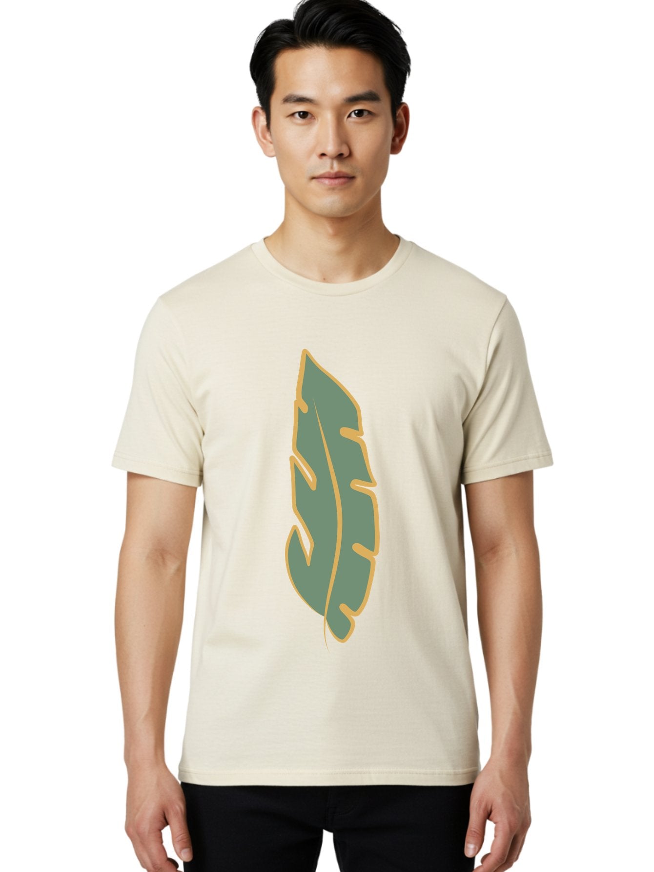Feather Men'S Graphic Tee, 100% Cotton, Comfortable Casual Summer Wear, Machine Washable, Stylized Feather, Simple Design, Minimalist Art, Muted Colors, Soft Graphics, Digital Illustration, Abstract Shape, Symbolic Icon Aae017 20