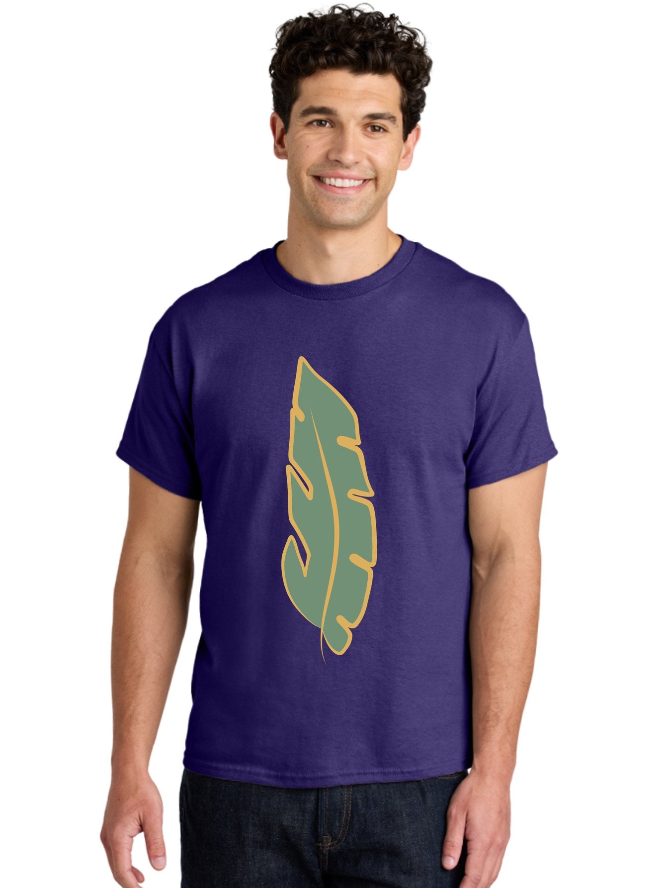 Feather Men'S Graphic Tee, 100% Cotton, Comfortable Casual Summer Wear, Machine Washable, Stylized Feather, Simple Design, Minimalist Art, Muted Colors, Soft Graphics, Digital Illustration, Abstract Shape, Symbolic Icon Aae017 27