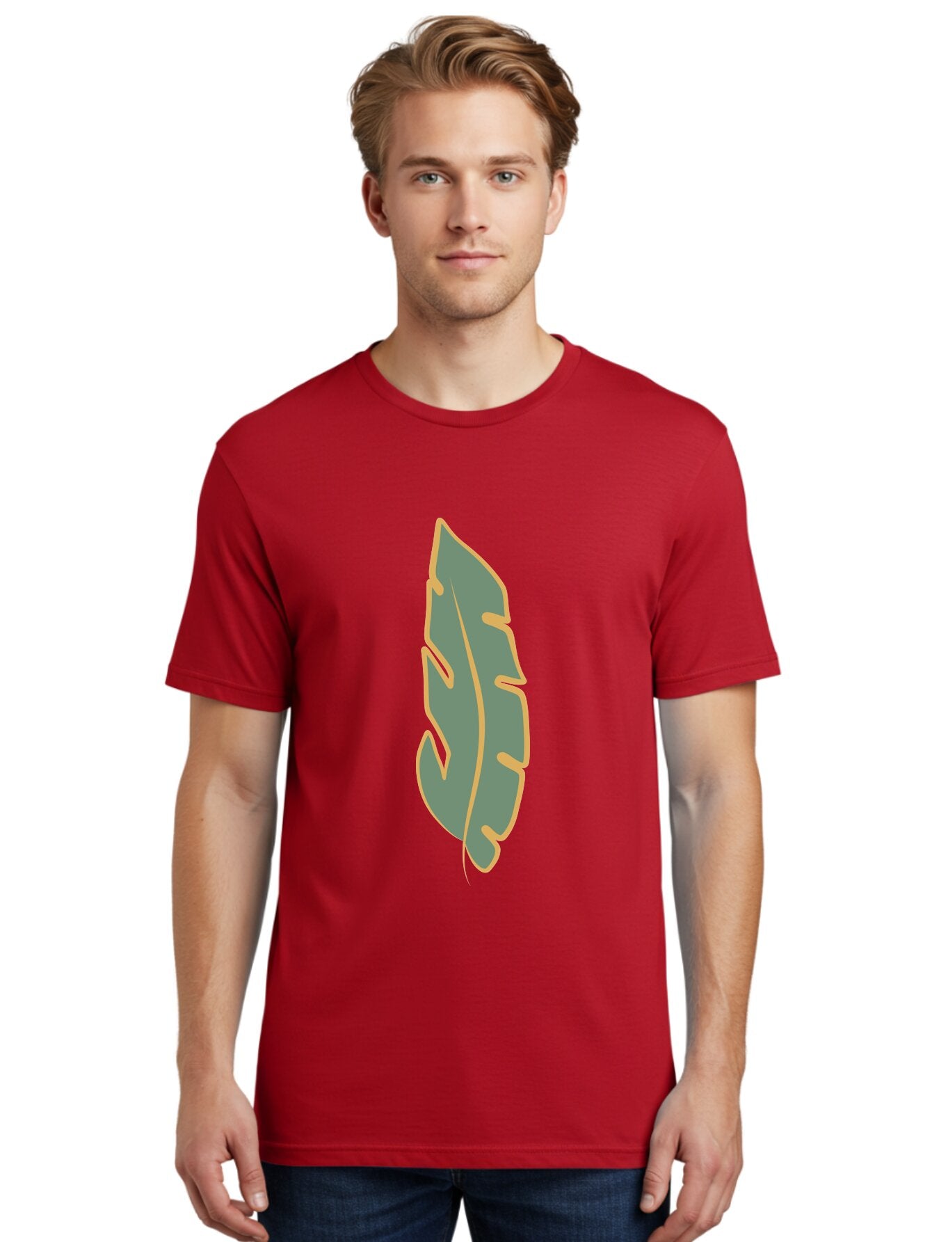Feather Men'S Graphic Tee, 100% Cotton, Comfortable Casual Summer Wear, Machine Washable, Stylized Feather, Simple Design, Minimalist Art, Muted Colors, Soft Graphics, Digital Illustration, Abstract Shape, Symbolic Icon Aae017 21