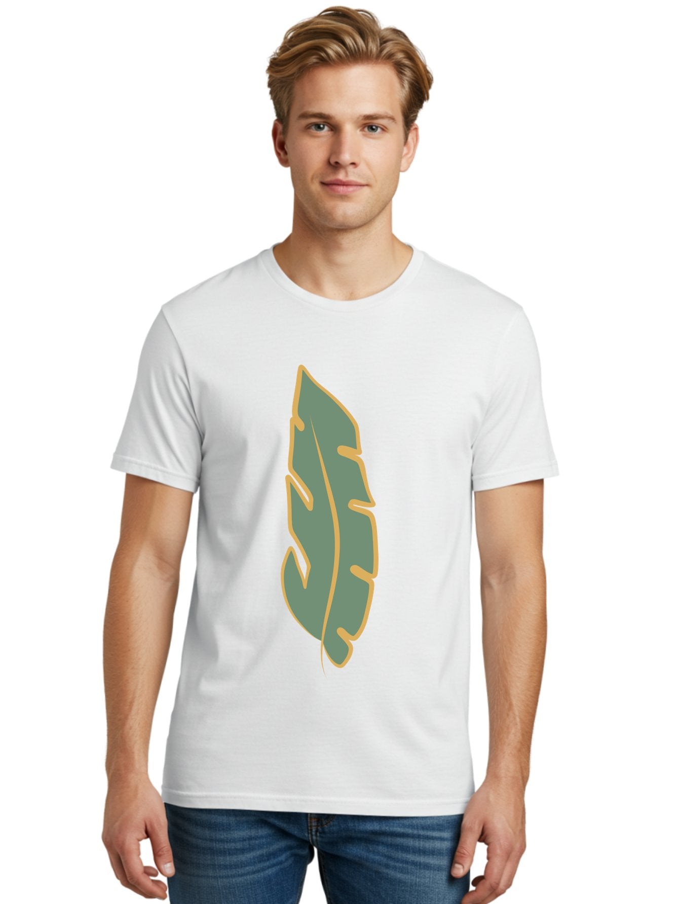 Feather Men'S Graphic Tee, 100% Cotton, Comfortable Casual Summer Wear, Machine Washable, Stylized Feather, Simple Design, Minimalist Art, Muted Colors, Soft Graphics, Digital Illustration, Abstract Shape, Symbolic Icon Aae017 16