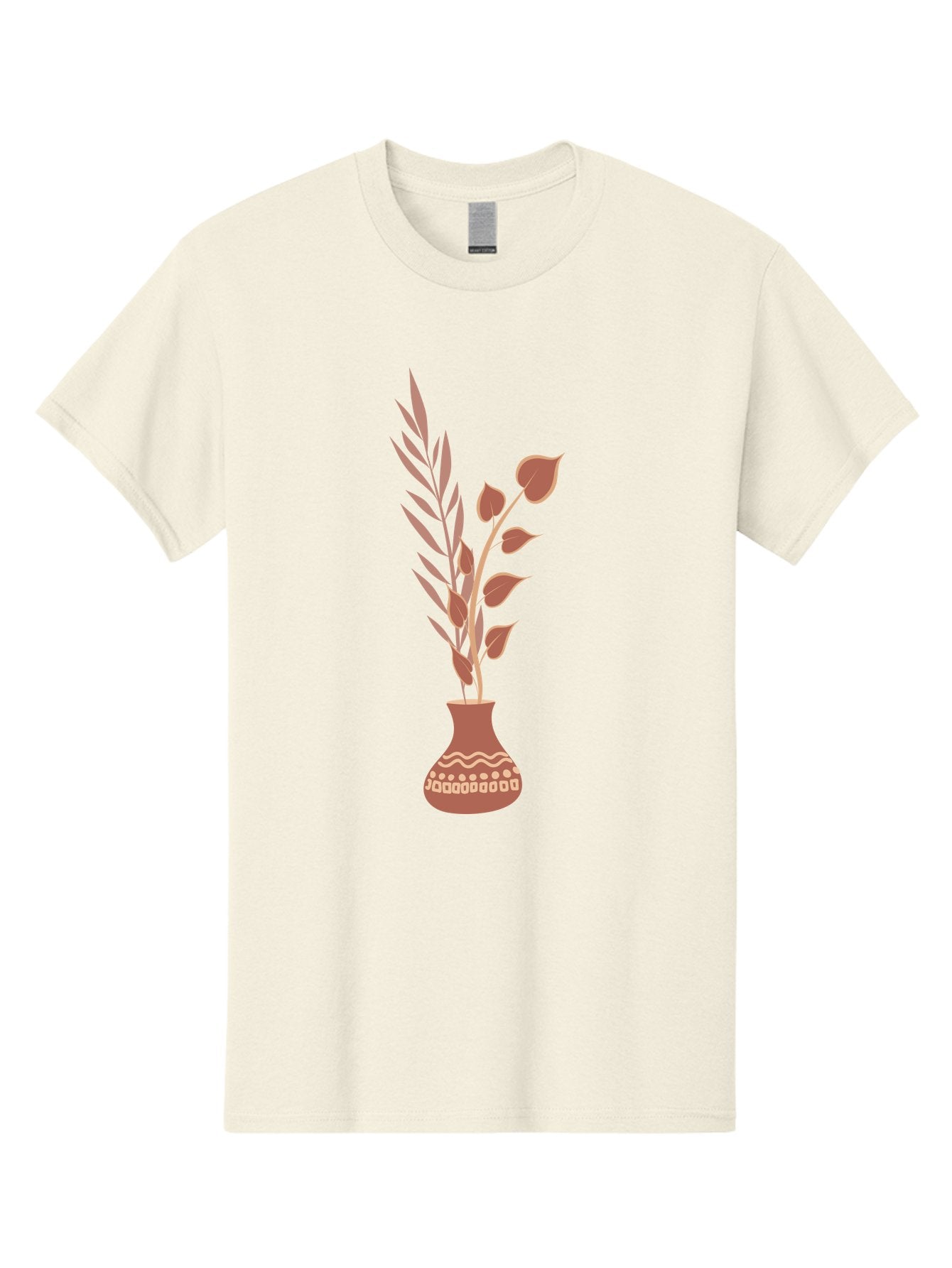 Floral-Vase Men'S Graphic Tee, 100% Cotton, Comfortable Casual Summer Wear, Machine Washable, Decorative Vase, Leaves, Flowers, Floral Arrangement, Home Decor, Minimalist Design, Elegant Vase, Simple Flowers, Decorative Elements, Aae018