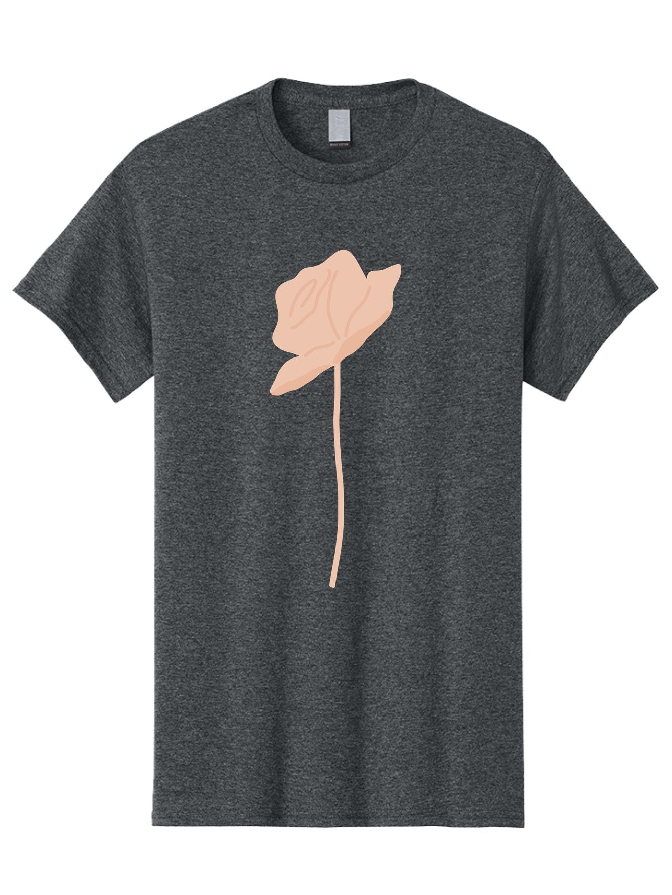 Flower Men'S Graphic Tee, 100% Cotton, Comfortable Casual Summer Wear, Machine Washable, Peach-Colored Flower, Minimalist Design, Simple Illustration, Soft Hues, Delicate Petals, Elegant Stem, Floral Art Aae019 8