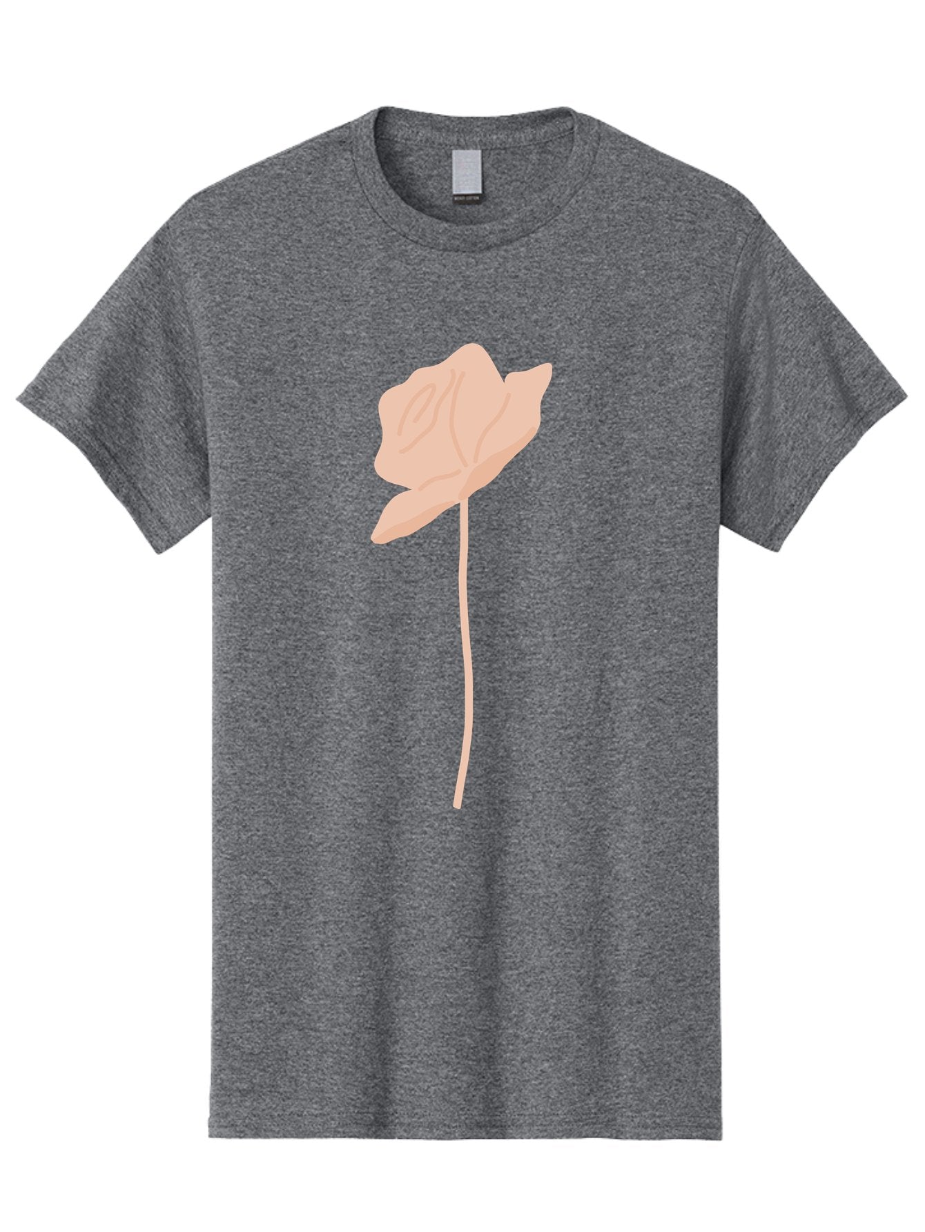 Flower Men'S Graphic Tee, 100% Cotton, Comfortable Casual Summer Wear, Machine Washable, Peach-Colored Flower, Minimalist Design, Simple Illustration, Soft Hues, Delicate Petals, Elegant Stem, Floral Art Aae019 7