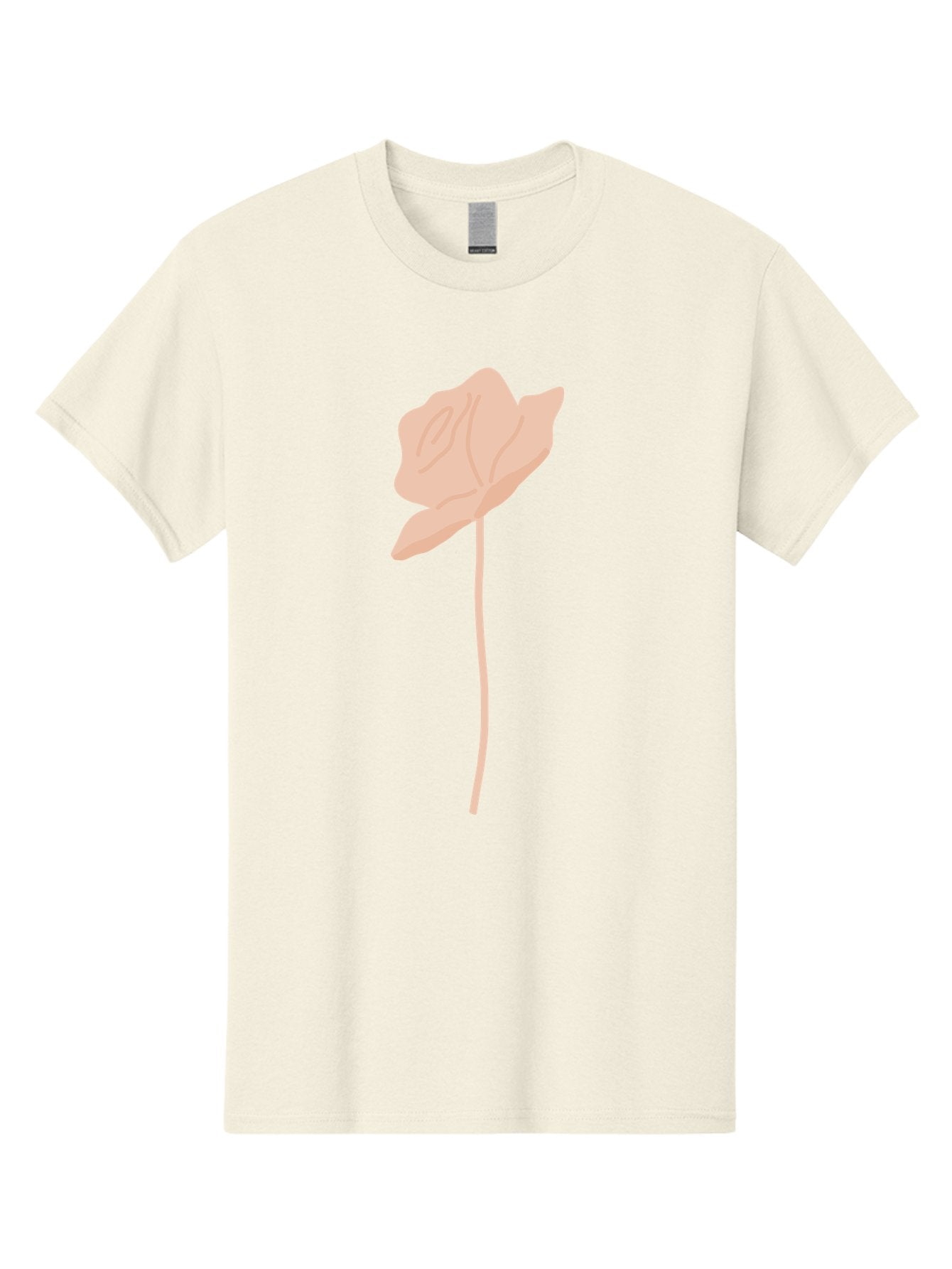 Flower Men'S Graphic Tee, 100% Cotton, Comfortable Casual Summer Wear, Machine Washable, Peach-Colored Flower, Minimalist Design, Simple Illustration, Soft Hues, Delicate Petals, Elegant Stem, Floral Art Aae019 5