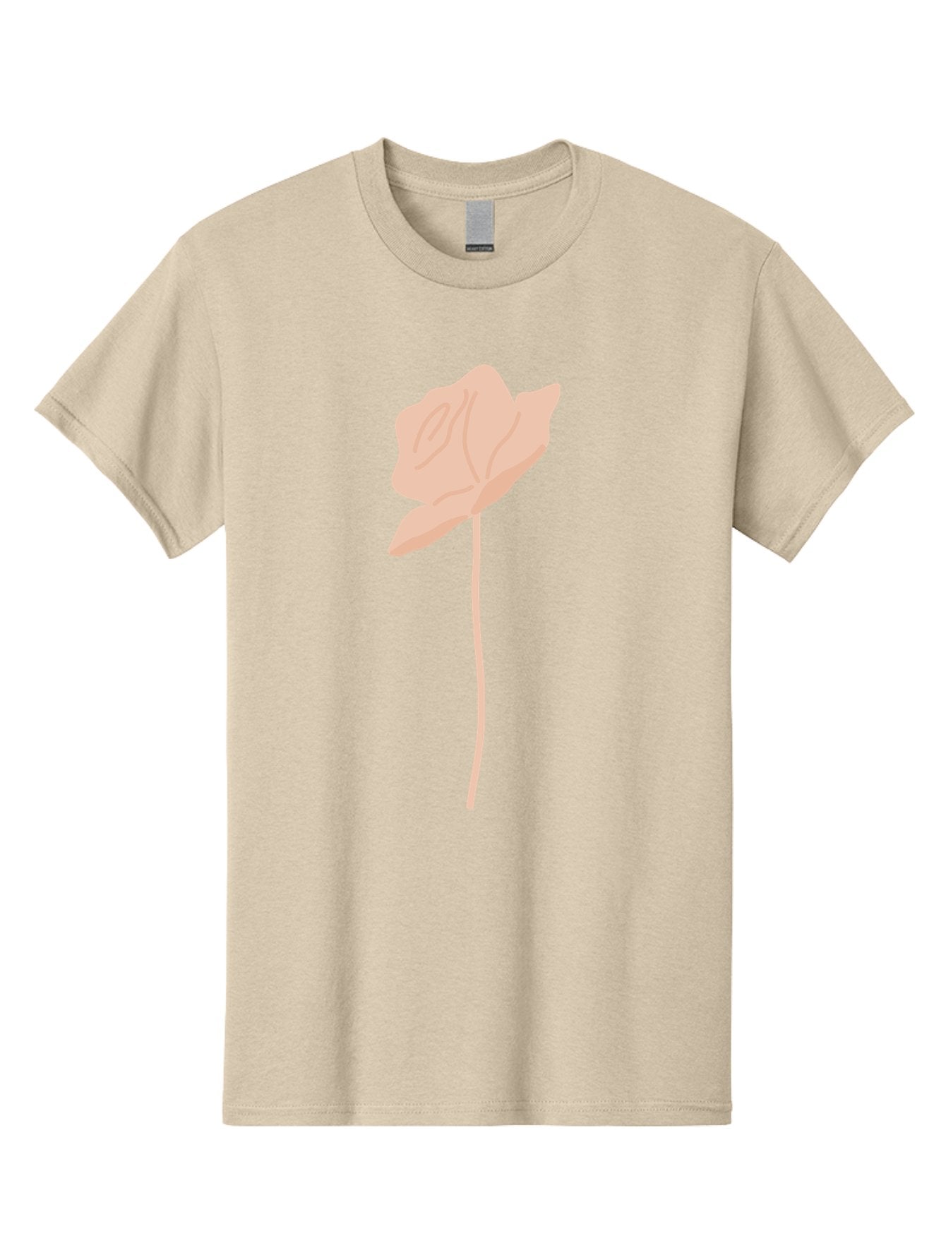 Flower Men'S Graphic Tee, 100% Cotton, Comfortable Casual Summer Wear, Machine Washable, Peach-Colored Flower, Minimalist Design, Simple Illustration, Soft Hues, Delicate Petals, Elegant Stem, Floral Art Aae019 10