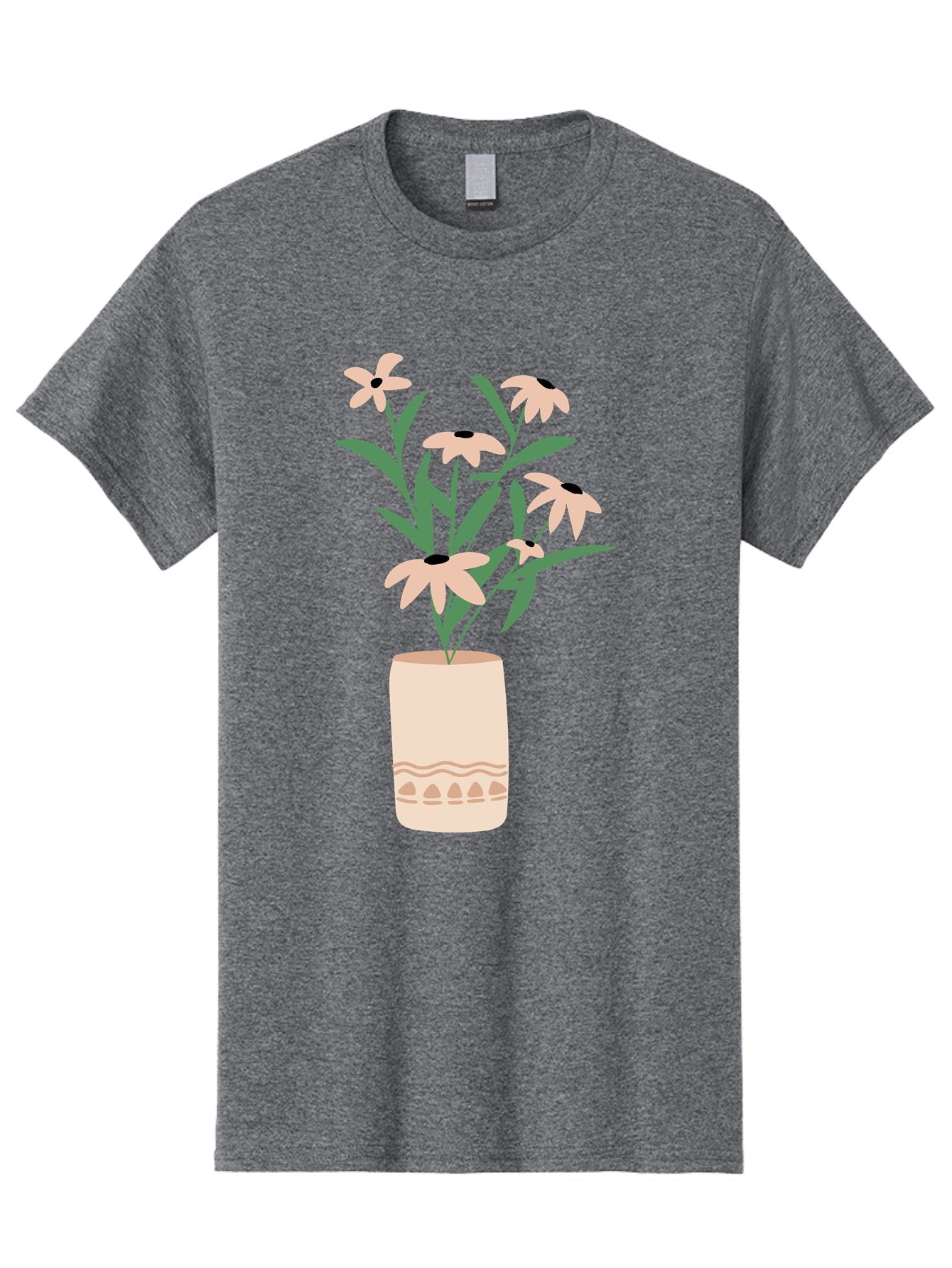 Flowers-In-Vase-1 Men'S Graphic Tee, 100% Cotton, Comfortable Casual Summer Wear, Machine Washable, Pink Flowers In Vase, Floral Arrangement, Simple Design, Minimalist Style, Elegant Decor, Home Decor, Flower Bouquet, Daisy-Like Flowers Aae020 12