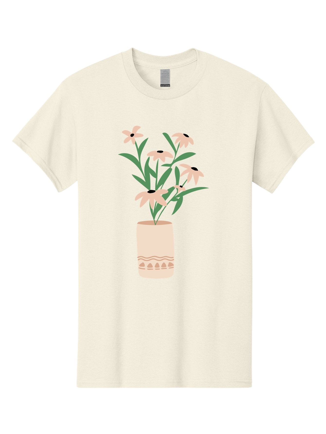 Flowers-In-Vase-1 Men'S Graphic Tee, 100% Cotton, Comfortable Casual Summer Wear, Machine Washable, Pink Flowers In Vase, Floral Arrangement, Simple Design, Minimalist Style, Elegant Decor, Home Decor, Flower Bouquet, Daisy-Like Flowers Aae020 6