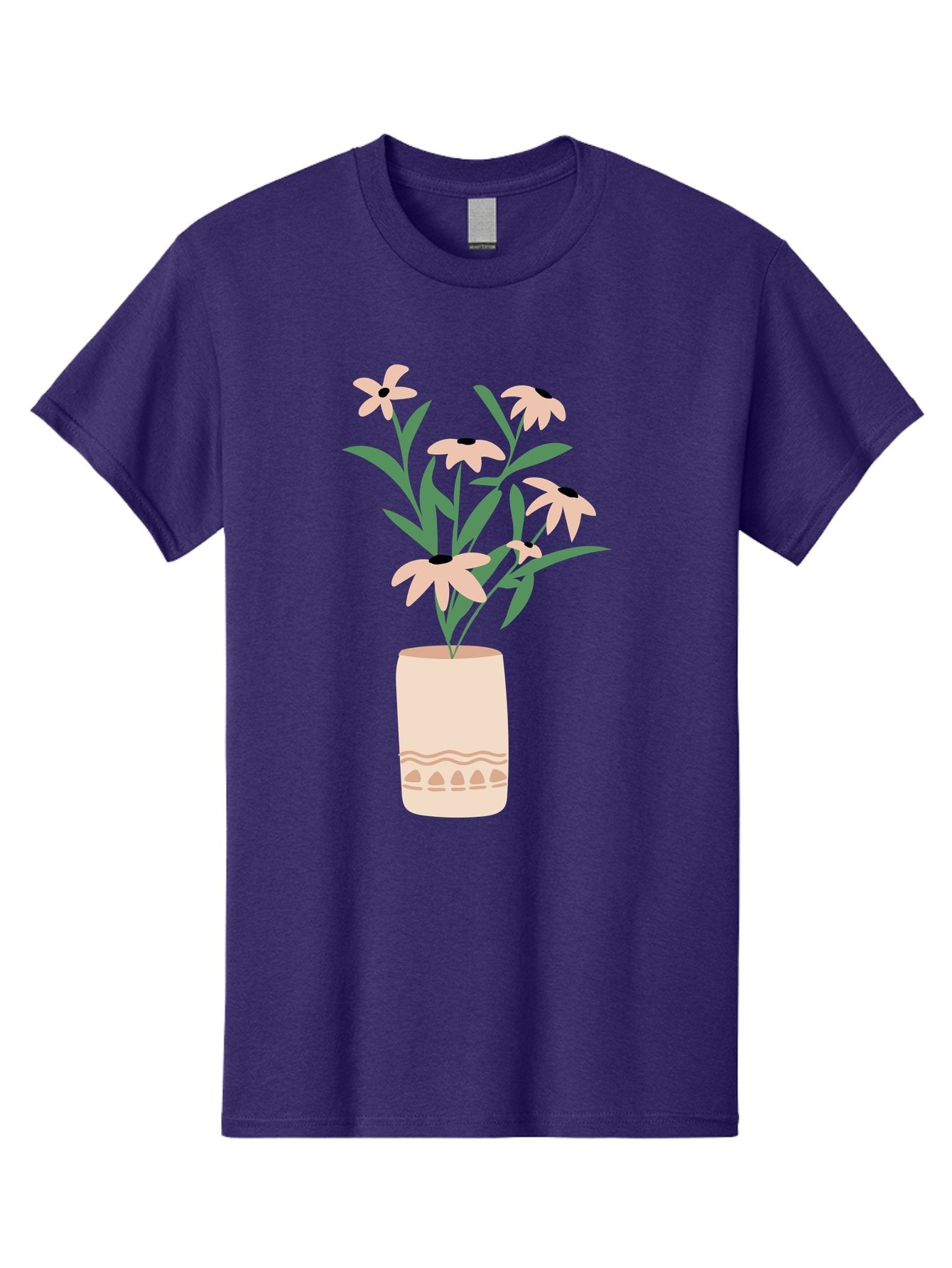 Flowers-In-Vase-1 Men'S Graphic Tee, 100% Cotton, Comfortable Casual Summer Wear, Machine Washable, Pink Flowers In Vase, Floral Arrangement, Simple Design, Minimalist Style, Elegant Decor, Home Decor, Flower Bouquet, Daisy-Like Flowers Aae020