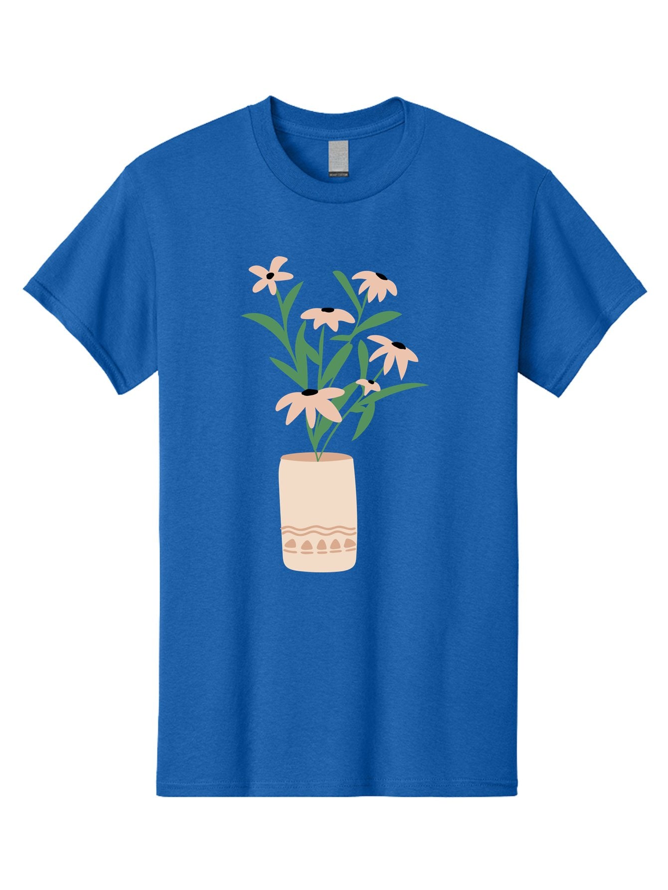 Flowers-In-Vase-1 Men'S Graphic Tee, 100% Cotton, Comfortable Casual Summer Wear, Machine Washable, Pink Flowers In Vase, Floral Arrangement, Simple Design, Minimalist Style, Elegant Decor, Home Decor, Flower Bouquet, Daisy-Like Flowers Aae020 15