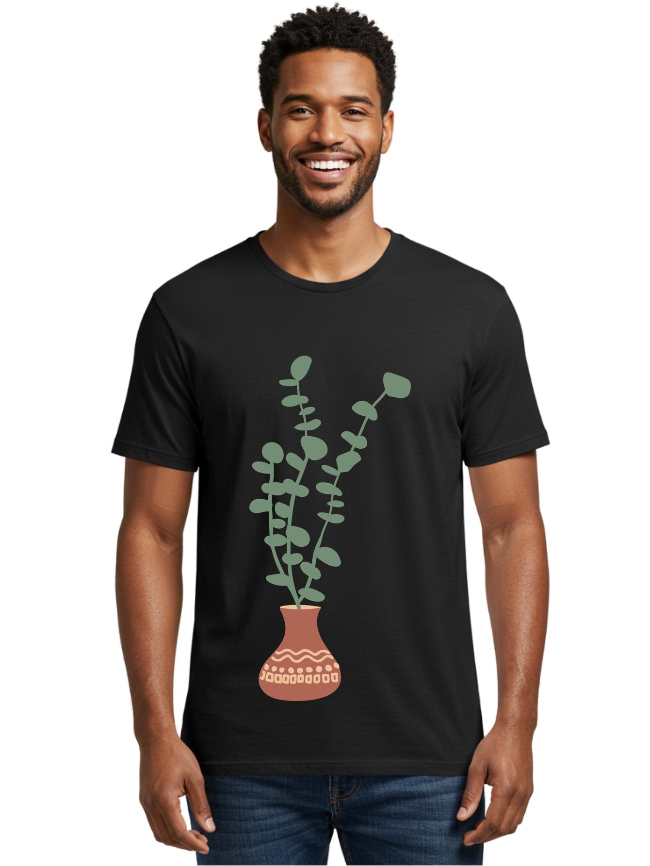 Flowers-In-Vase Men'S Graphic Tee, 100% Cotton, Comfortable Casual Summer Wear, Machine Washable, Vase With Flowers, Decorative Elements, Artistic Design, Floral Arrangement, Intricate Patterns, Modern Illustration, Digital Art Aae021 29