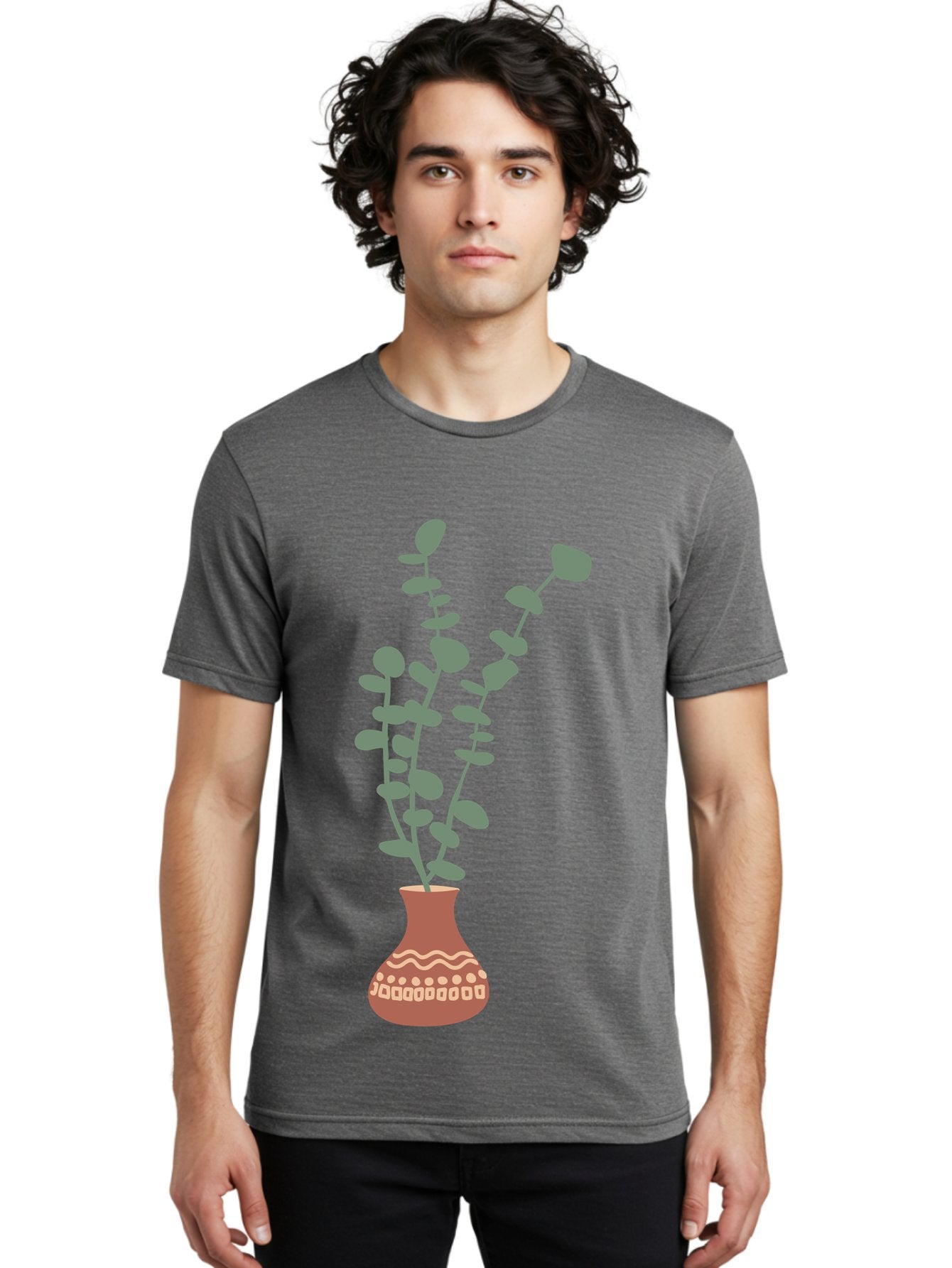 Flowers-In-Vase Men'S Graphic Tee, 100% Cotton, Comfortable Casual Summer Wear, Machine Washable, Vase With Flowers, Decorative Elements, Artistic Design, Floral Arrangement, Intricate Patterns, Modern Illustration, Digital Art Aae021 25