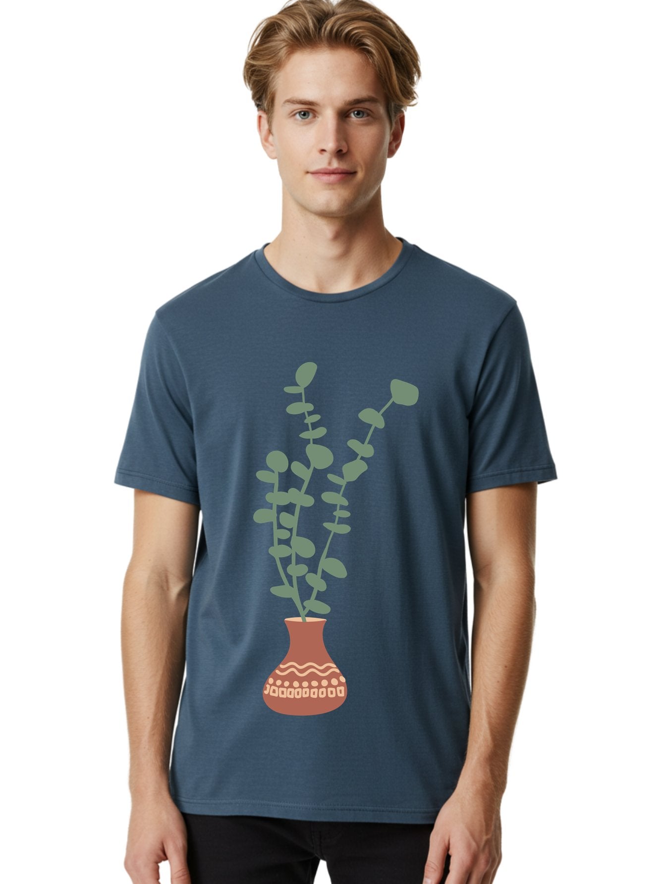 Flowers-In-Vase Men'S Graphic Tee, 100% Cotton, Comfortable Casual Summer Wear, Machine Washable, Vase With Flowers, Decorative Elements, Artistic Design, Floral Arrangement, Intricate Patterns, Modern Illustration, Digital Art Aae021 27