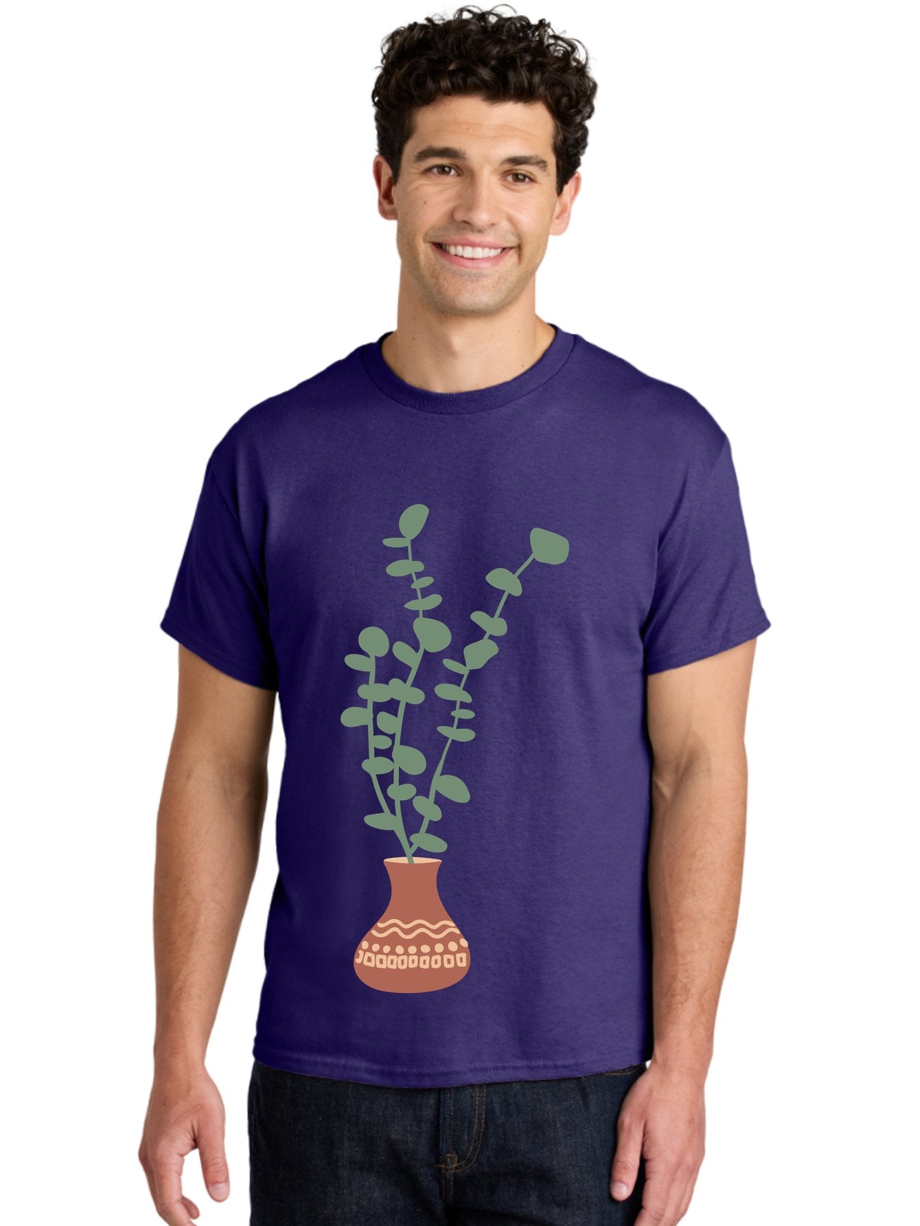 Flowers-In-Vase Men'S Graphic Tee, 100% Cotton, Comfortable Casual Summer Wear, Machine Washable, Vase With Flowers, Decorative Elements, Artistic Design, Floral Arrangement, Intricate Patterns, Modern Illustration, Digital Art Aae021 26