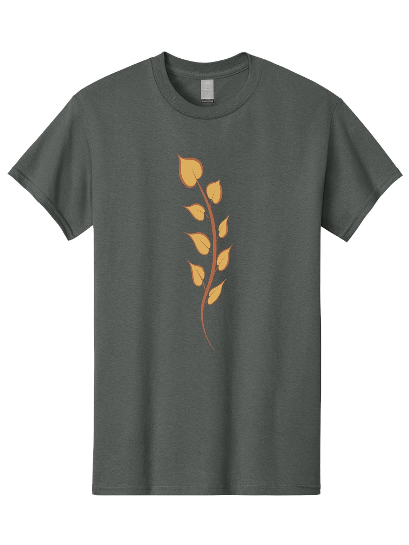 Golden-Leaves Men'S Graphic Tee, 100% Cotton, Comfortable Casual Summer Wear, Machine Washable, Golden Leaves On Stem, Autumn Foliage, Leafy Branch, Vibrant Yellow Leaves, Golden Hues, Natural Elements, Seasonal Decor Aae022 3