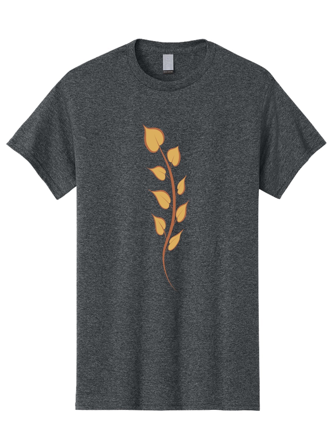 Golden-Leaves Men'S Graphic Tee, 100% Cotton, Comfortable Casual Summer Wear, Machine Washable, Golden Leaves On Stem, Autumn Foliage, Leafy Branch, Vibrant Yellow Leaves, Golden Hues, Natural Elements, Seasonal Decor Aae022 4