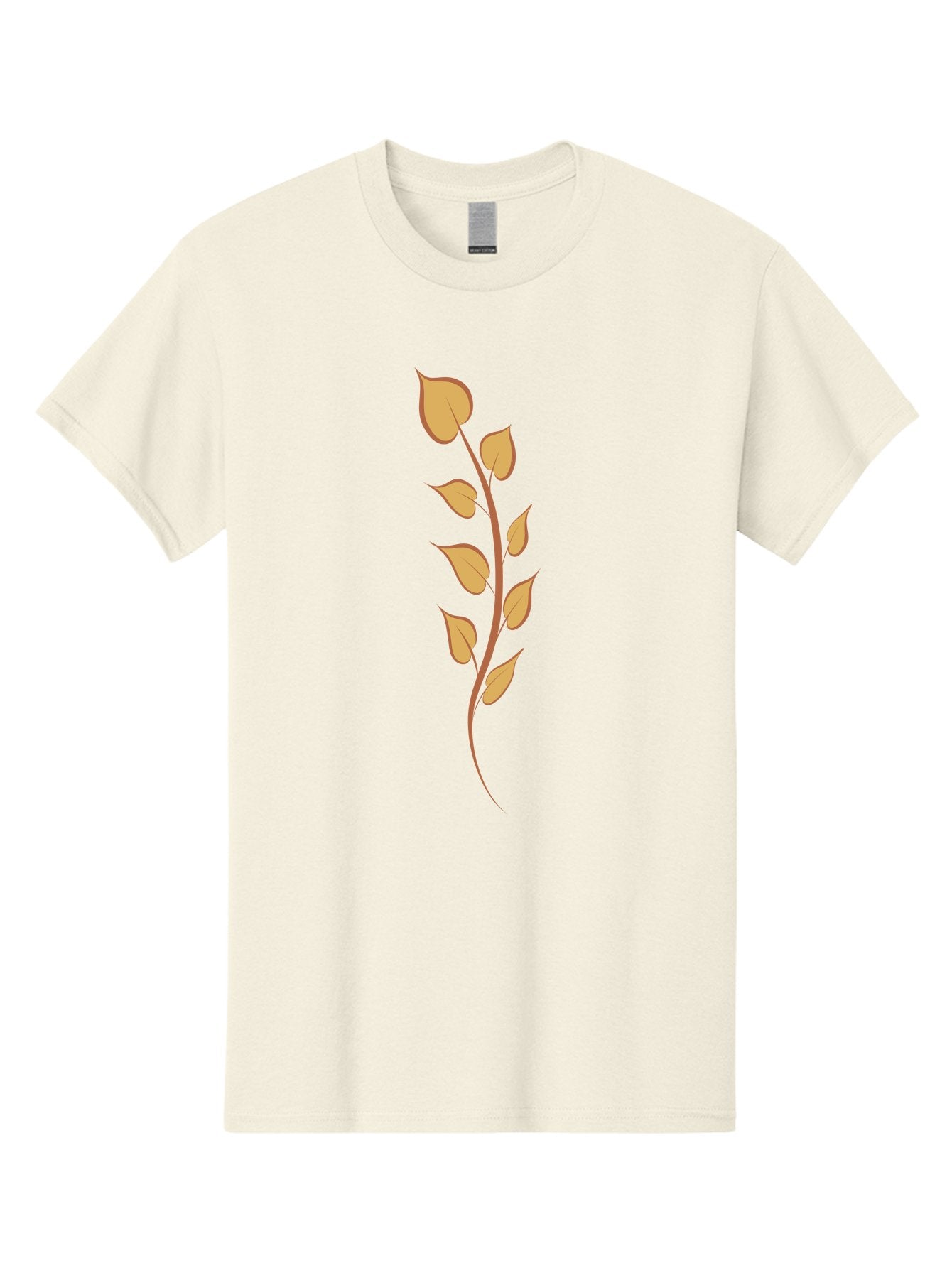 Golden-Leaves Men'S Graphic Tee, 100% Cotton, Comfortable Casual Summer Wear, Machine Washable, Golden Leaves On Stem, Autumn Foliage, Leafy Branch, Vibrant Yellow Leaves, Golden Hues, Natural Elements, Seasonal Decor Aae022 10