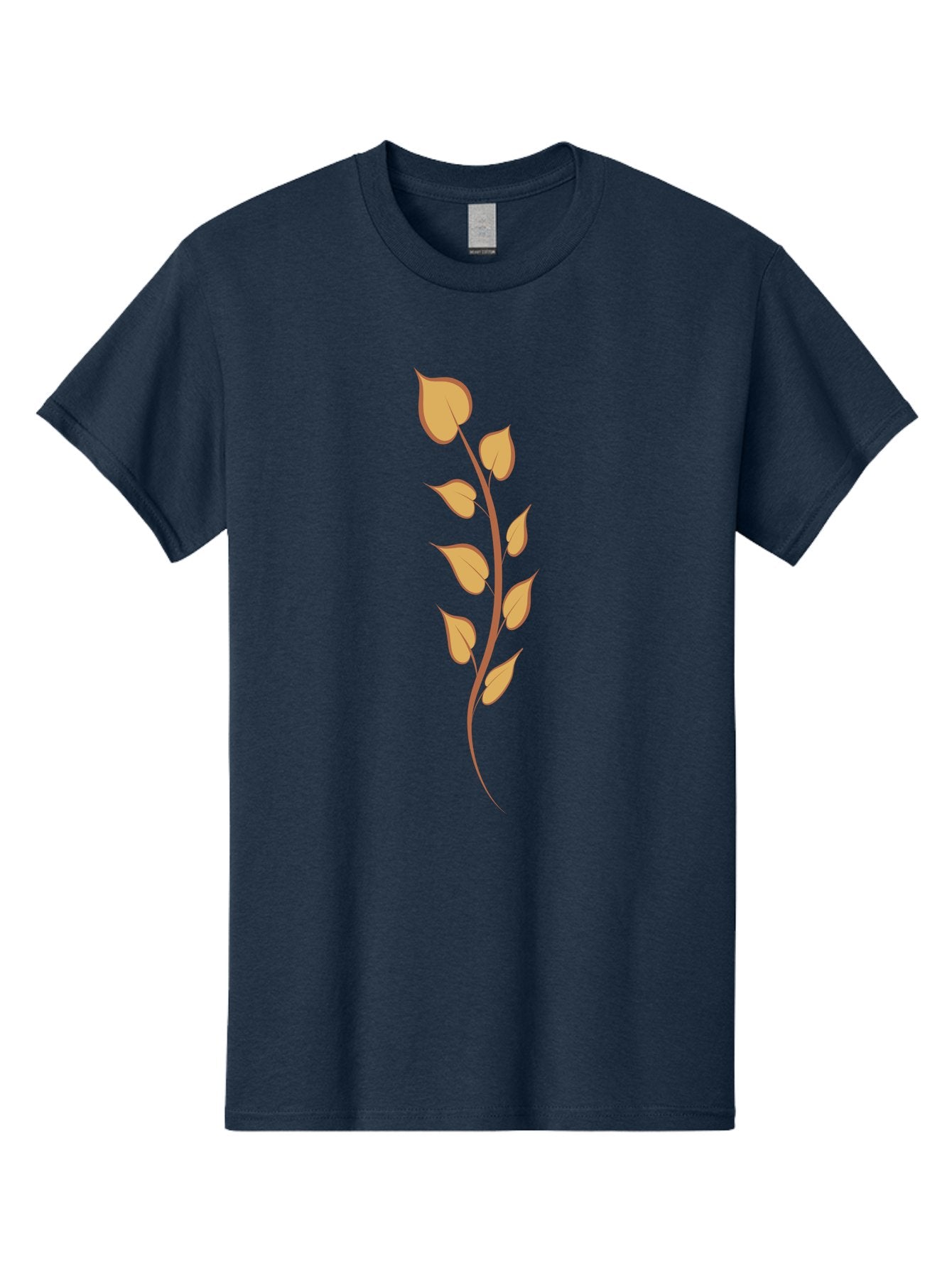 Golden-Leaves Men'S Graphic Tee, 100% Cotton, Comfortable Casual Summer Wear, Machine Washable, Golden Leaves On Stem, Autumn Foliage, Leafy Branch, Vibrant Yellow Leaves, Golden Hues, Natural Elements, Seasonal Decor Aae022 8