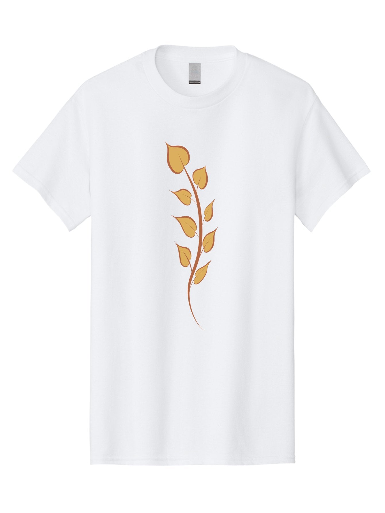 Golden-Leaves Men'S Graphic Tee, 100% Cotton, Comfortable Casual Summer Wear, Machine Washable, Golden Leaves On Stem, Autumn Foliage, Leafy Branch, Vibrant Yellow Leaves, Golden Hues, Natural Elements, Seasonal Decor Aae022 5