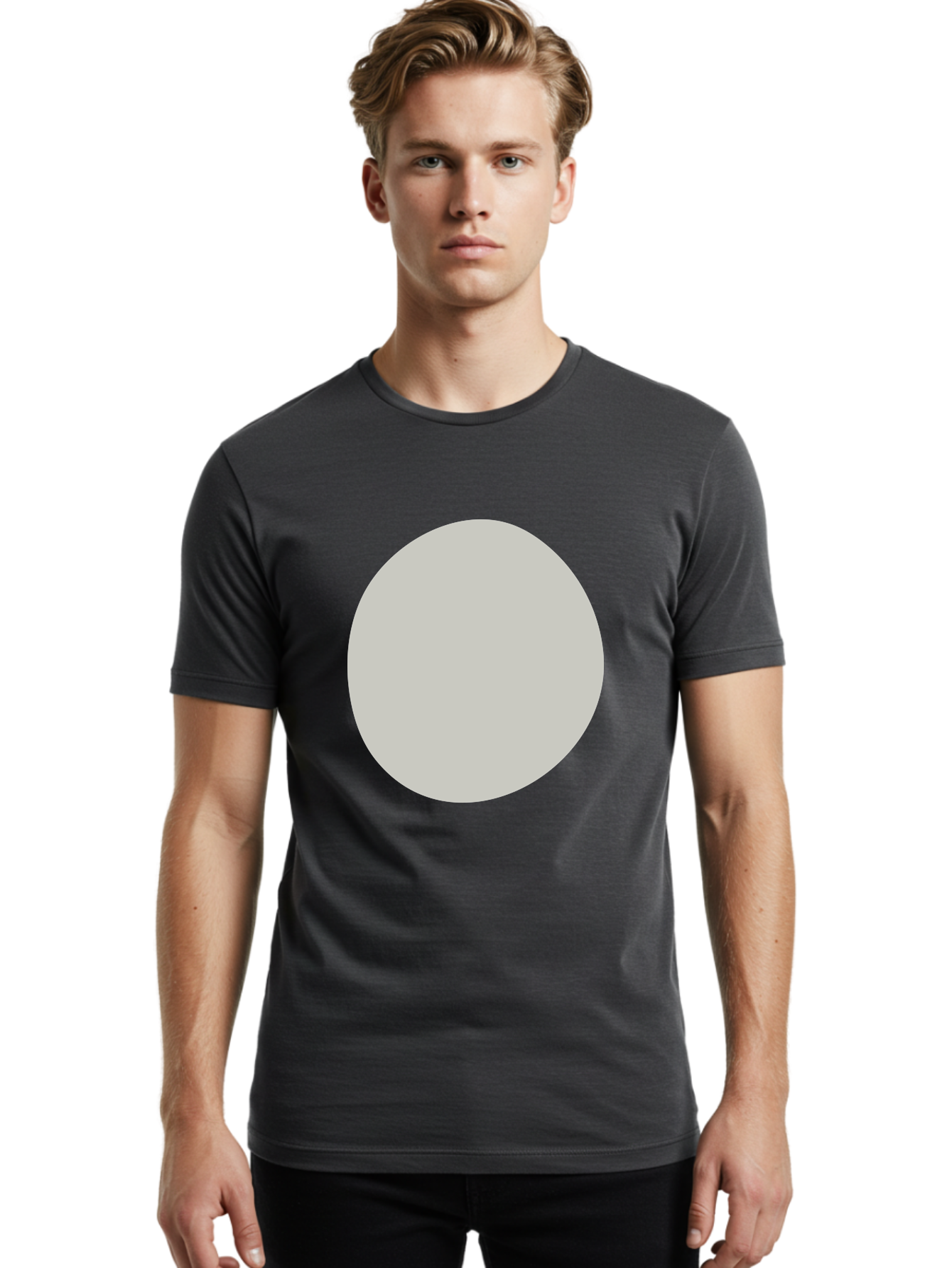 Gray-Circle Men'S Graphic Tee, 100% Cotton, Comfortable Casual Summer Wear, Machine Washable, Gray Circle, Simple Shape, Minimalist Design, Abstract Art, Geometric Figure, Modern Aesthetic, Clean Lines Aae023