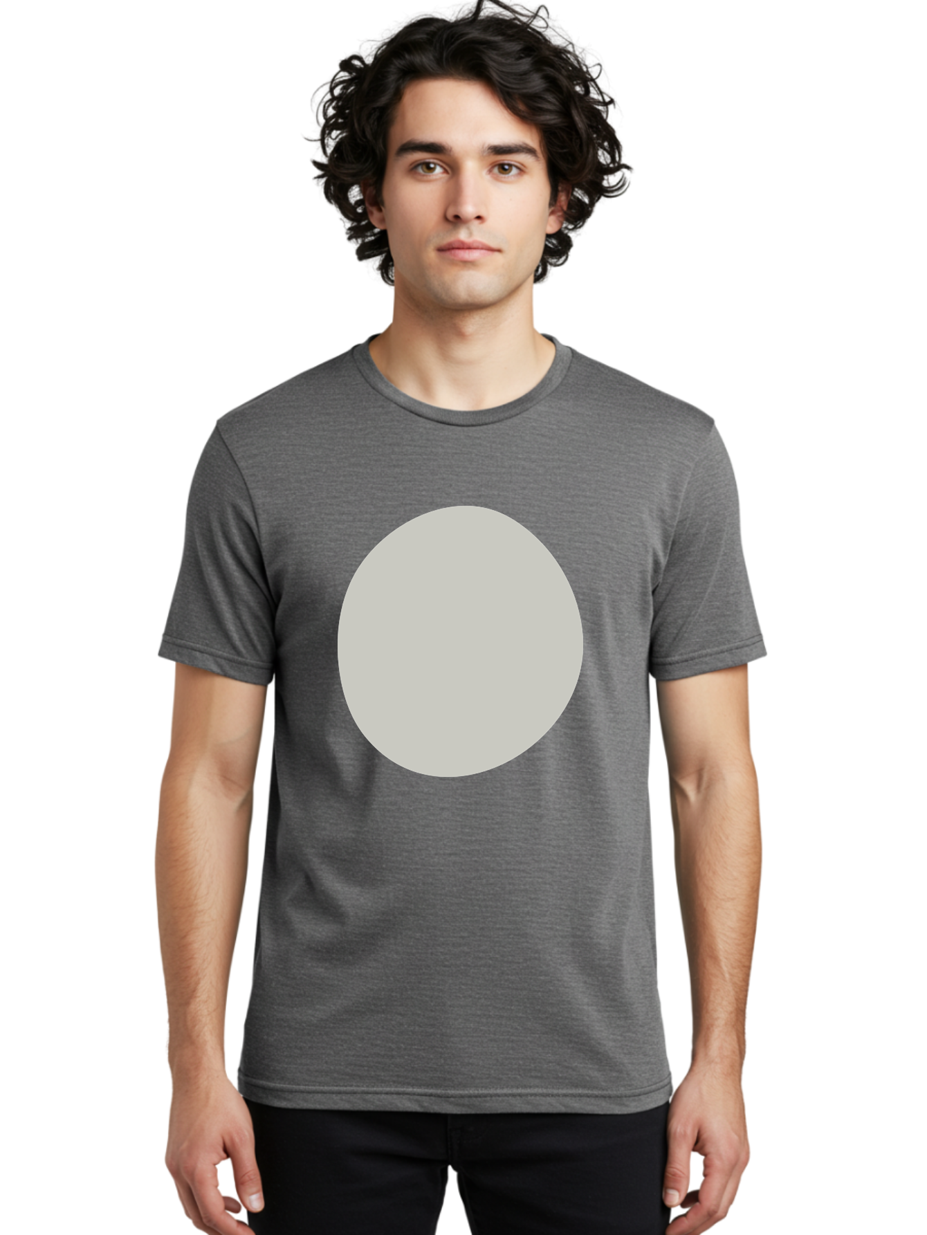 Gray-Circle Men'S Graphic Tee, 100% Cotton, Comfortable Casual Summer Wear, Machine Washable, Gray Circle, Simple Shape, Minimalist Design, Abstract Art, Geometric Figure, Modern Aesthetic, Clean Lines Aae023 8
