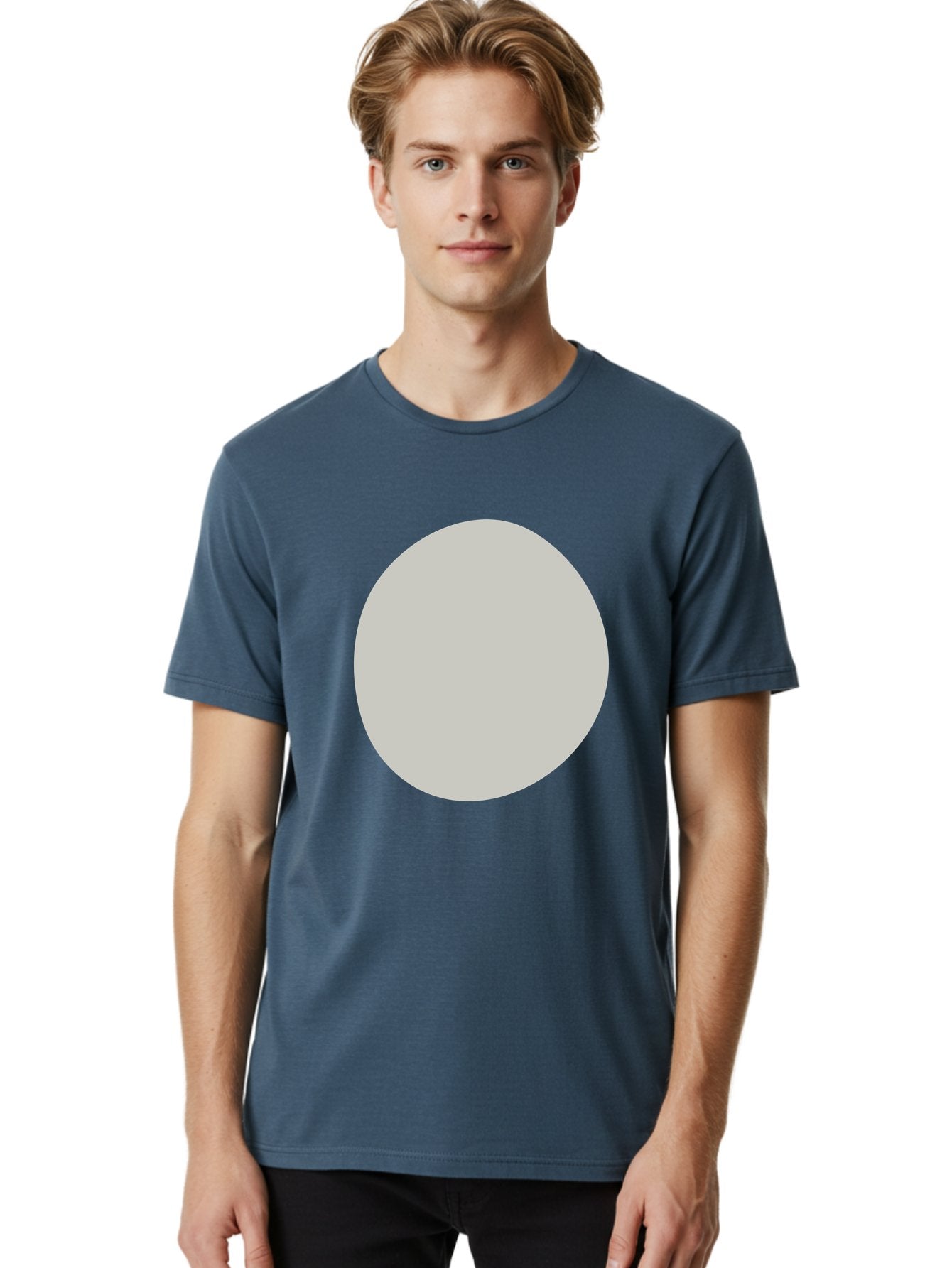 Gray-Circle Men'S Graphic Tee, 100% Cotton, Comfortable Casual Summer Wear, Machine Washable, Gray Circle, Simple Shape, Minimalist Design, Abstract Art, Geometric Figure, Modern Aesthetic, Clean Lines Aae023 22