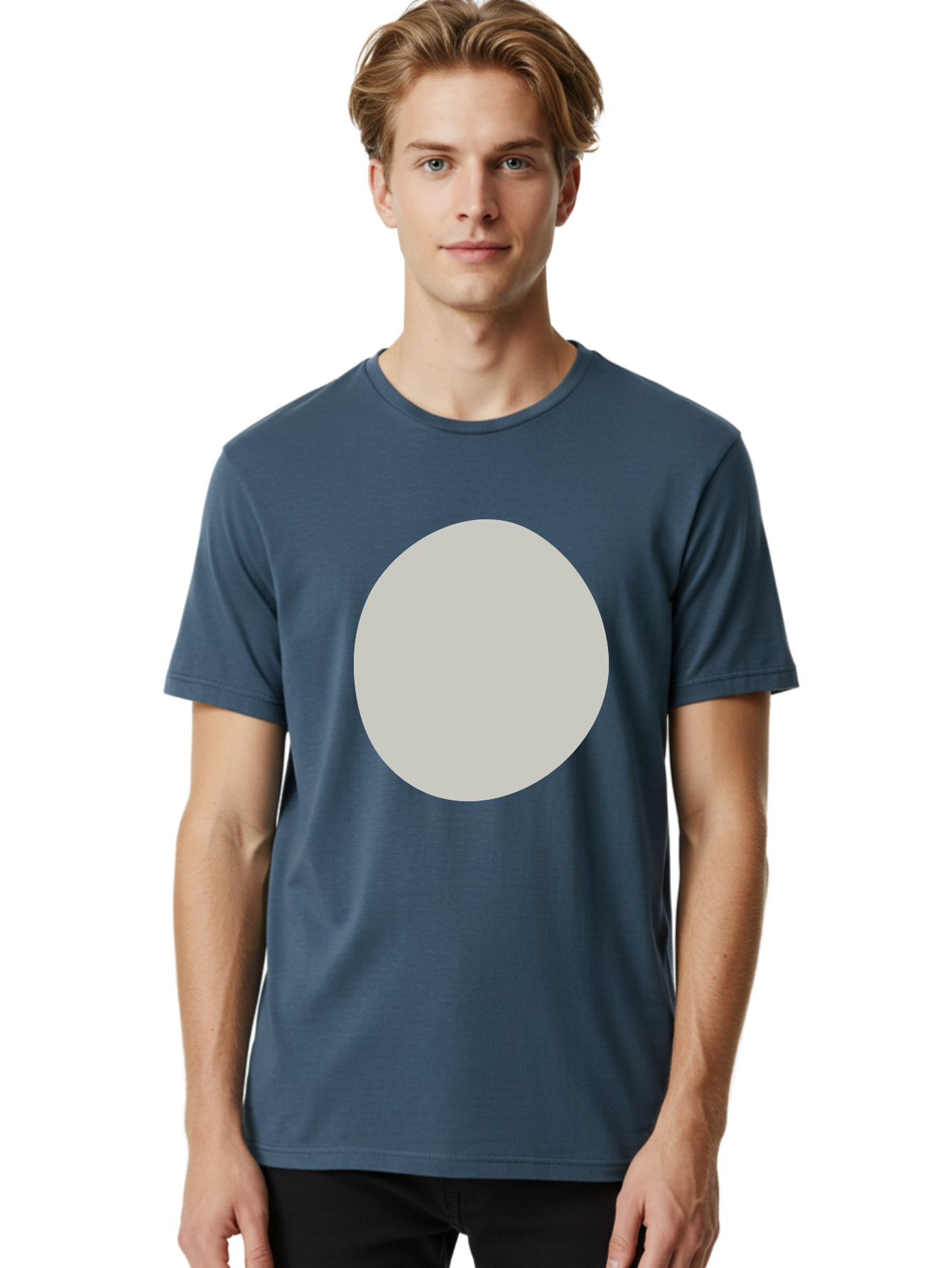 Gray-Circle Men'S Graphic Tee, 100% Cotton, Comfortable Casual Summer Wear, Machine Washable, Gray Circle, Simple Shape, Minimalist Design, Abstract Art, Geometric Figure, Modern Aesthetic, Clean Lines Aae023 18
