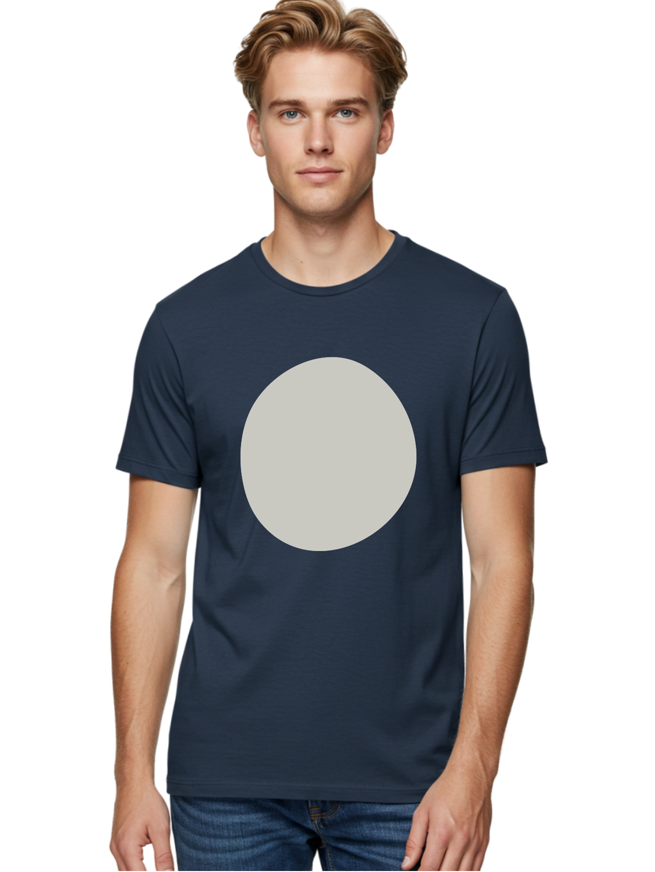 Gray-Circle Men'S Graphic Tee, 100% Cotton, Comfortable Casual Summer Wear, Machine Washable, Gray Circle, Simple Shape, Minimalist Design, Abstract Art, Geometric Figure, Modern Aesthetic, Clean Lines Aae023 24
