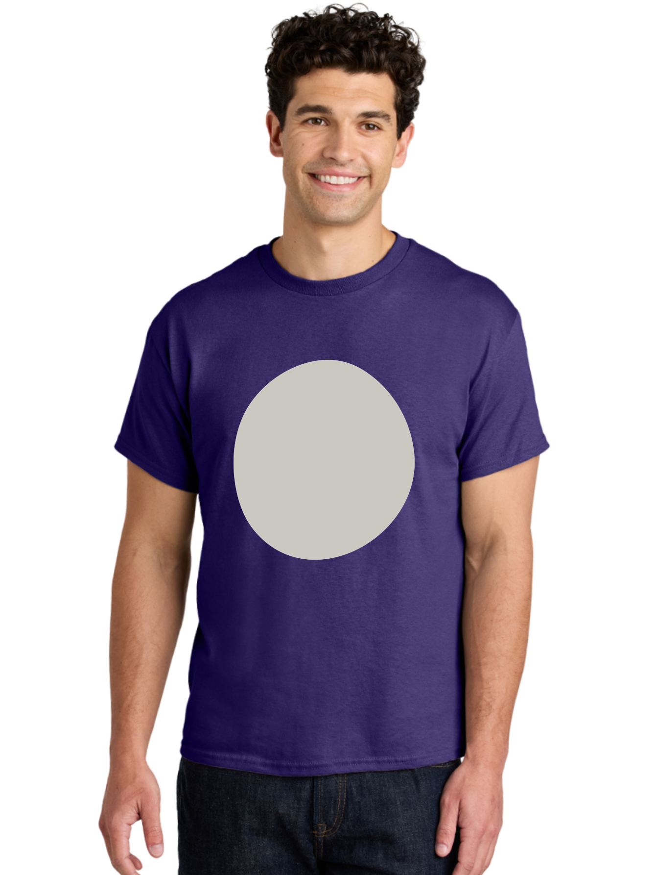 Gray-Circle Men'S Graphic Tee, 100% Cotton, Comfortable Casual Summer Wear, Machine Washable, Gray Circle, Simple Shape, Minimalist Design, Abstract Art, Geometric Figure, Modern Aesthetic, Clean Lines Aae023 16