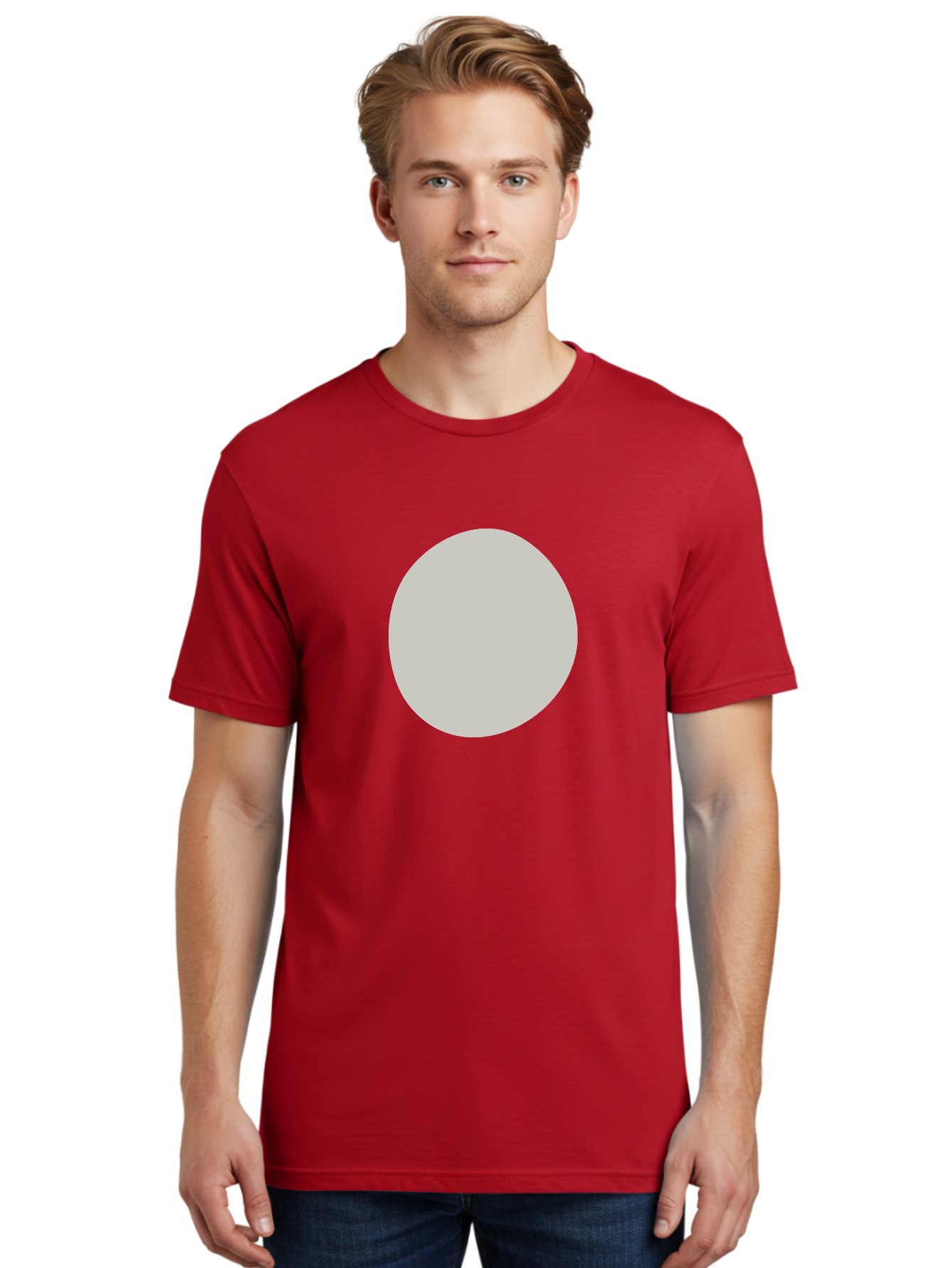 Gray-Circle Men'S Graphic Tee, 100% Cotton, Comfortable Casual Summer Wear, Machine Washable, Gray Circle, Simple Shape, Minimalist Design, Abstract Art, Geometric Figure, Modern Aesthetic, Clean Lines Aae023 12